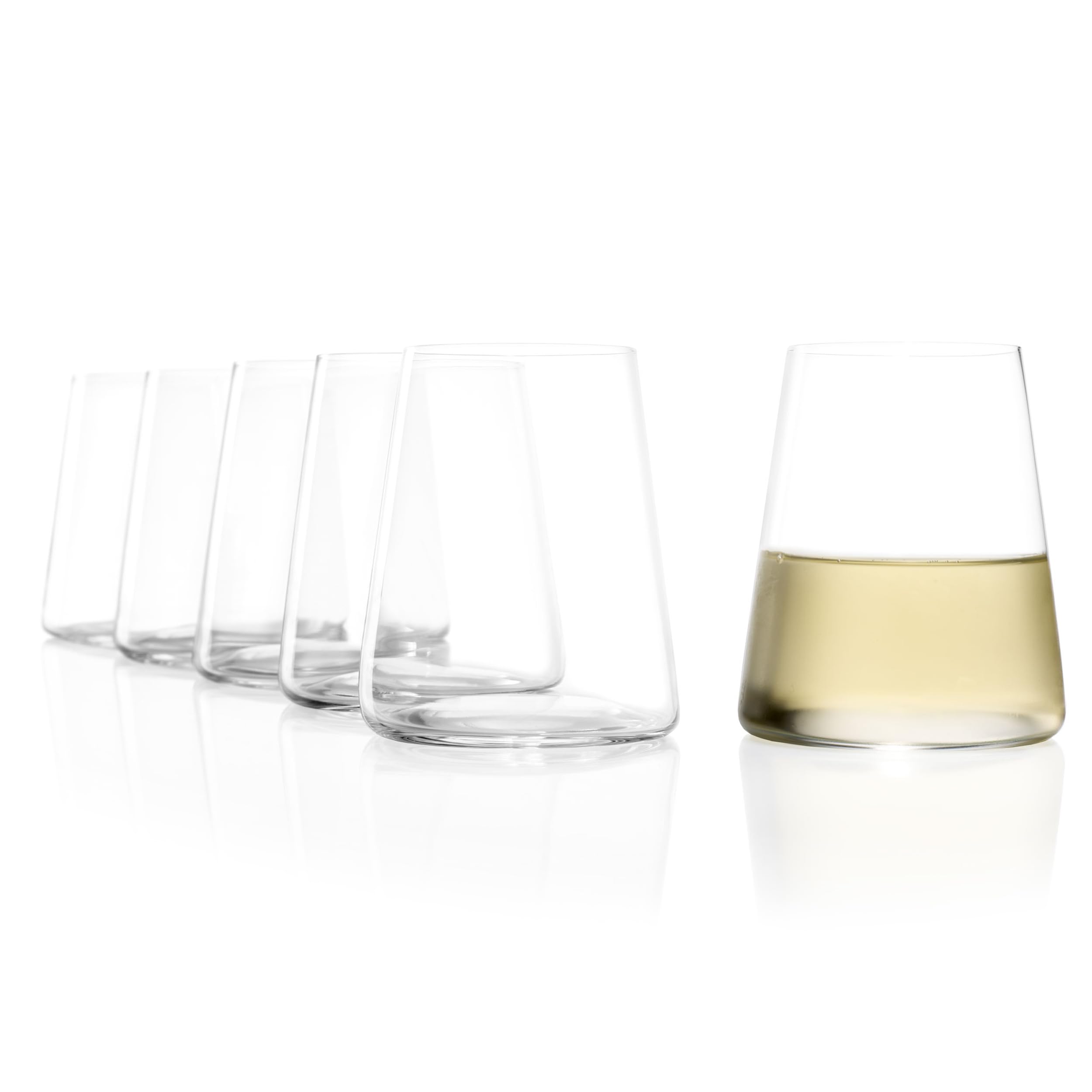 Stölzle Lausitz Power white wine cups set of 6 380 ml - Modern wine glasses without stem for maximum aroma development - Flat white wine glasses made of crystal glass - Dishwasher and shockproof, Made in Germany - 4012632239297