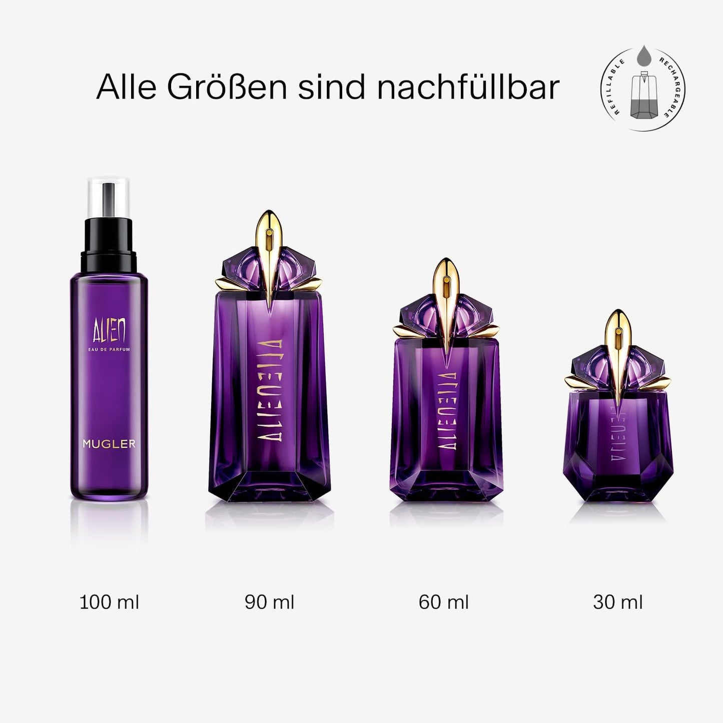 MUGLER Alien Eau de Parfum, exceptional fragrance spray, 60 ml - stands for self-development and radiance; embodies a sun goddess who fascinates and casts a spell - 139953