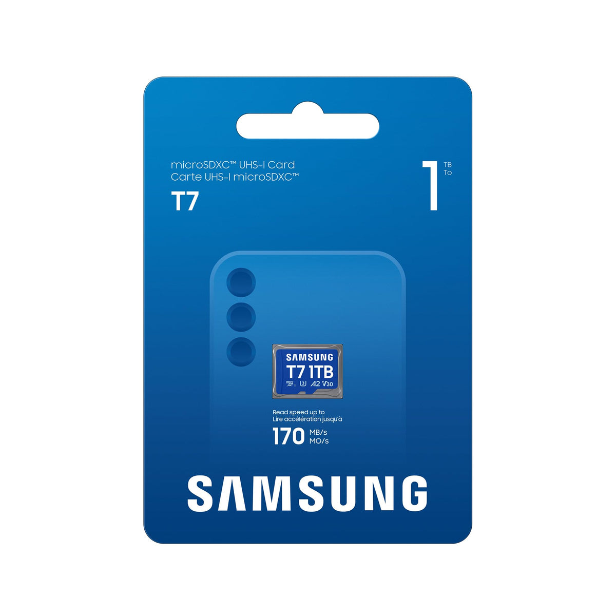 Samsung T7 microSD-Karte, 1 TB, cardă de memorie pentru jocuri mobile pe smartphone-uri, tablete și console portabile, UHS-I U3, Full HD & 4K UHD, 170 MB/s citire, MB-MB1T0T/WW