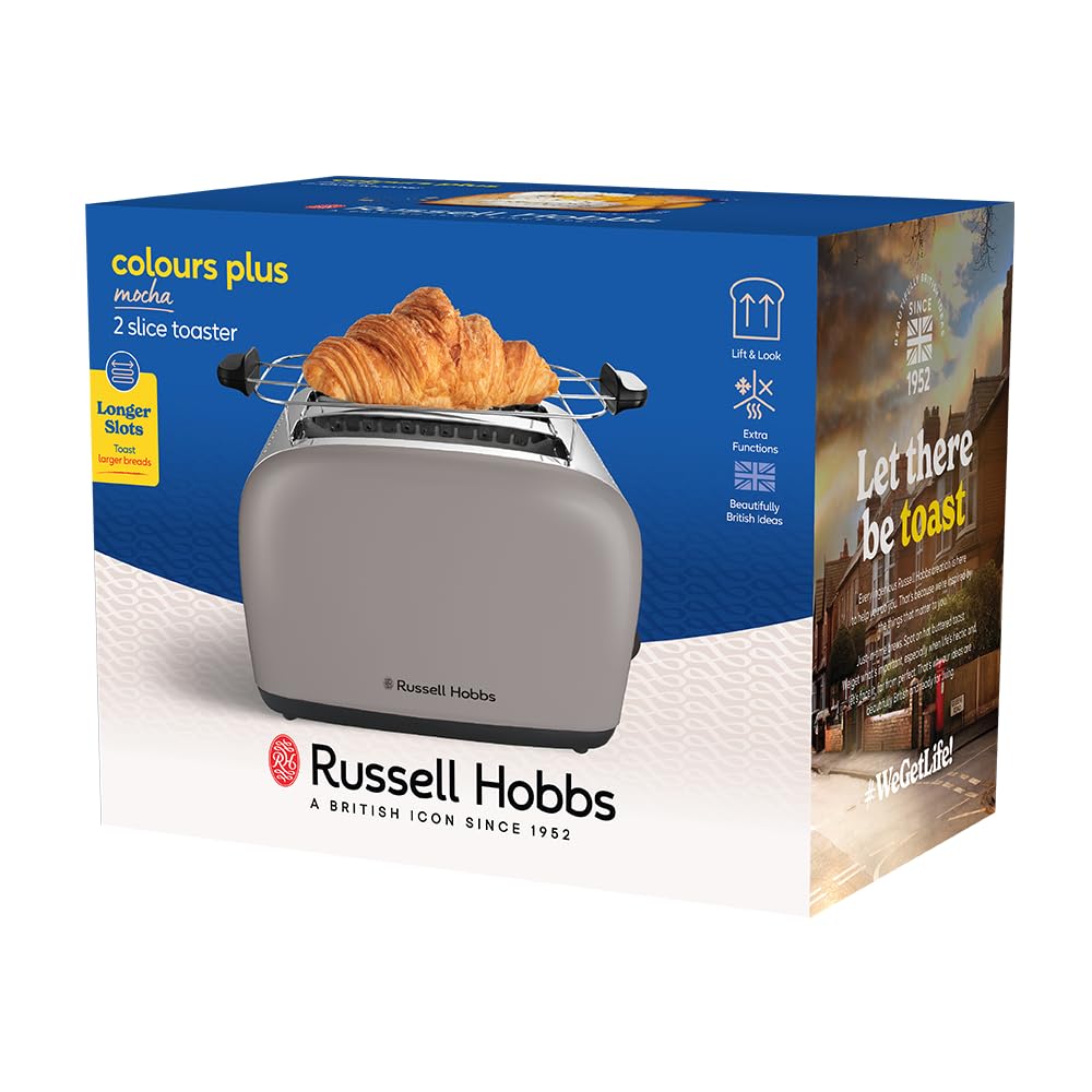 Russell Hobbs Toaster Colours Plus, Mokka, 2-Slice, Stainless Steel, 1100W - 26931-56