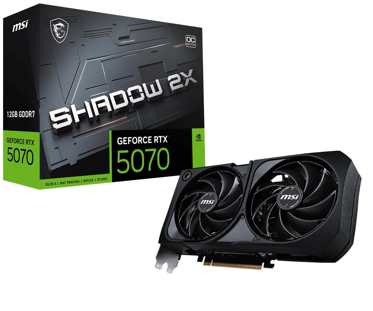 MSI GeForce RTX 5070 12G Shadow 2X OC - 12GB GDDR7 (28Gbps/192-bit), PCIe 5, Boost: 2542 MHz, HDMI 2.1b, DisplayPort 2.1b - V532-005R