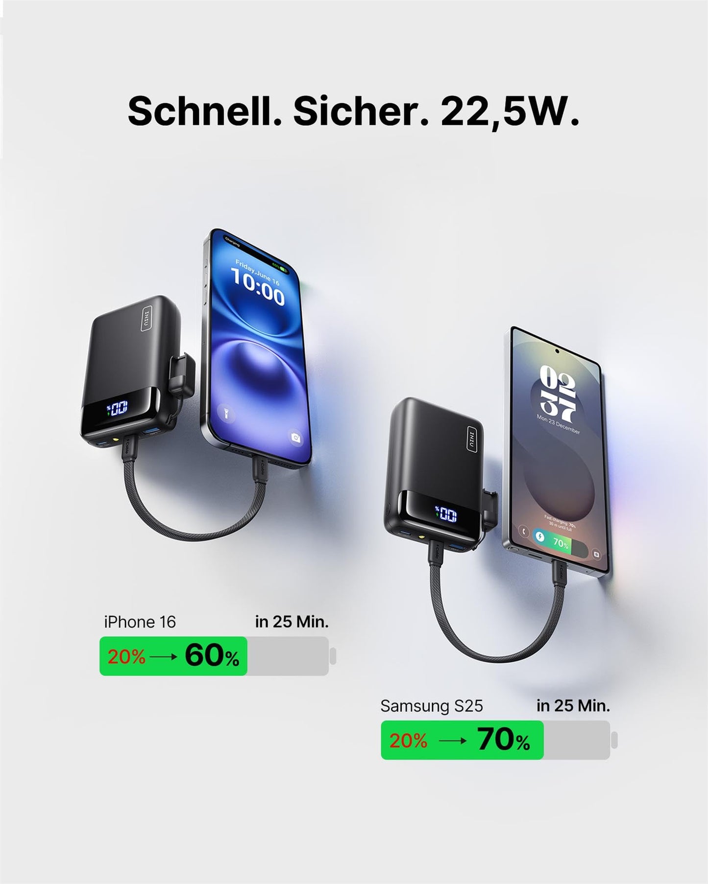 INIU Ultra Small 20000mAh Power Bank, 22.5W Quick Charge PowerBank with Removable USB C Cable, Suitable for Flight & Travel Essential, External Mobile Phone Batteries for iPhone 17 16 15 Pro, Samsung S25, Xiaomi, iPad etc - P512