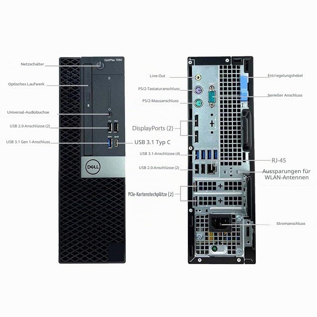 Dell Optiplex 7060 SFF Desktop Computer PC, Intel Core i5-8500, 8GB RAM, 256GB SSD, WiFi, Bluetooth, US QWERTY Keyboard, Windows 11 Pro (Refurbished)