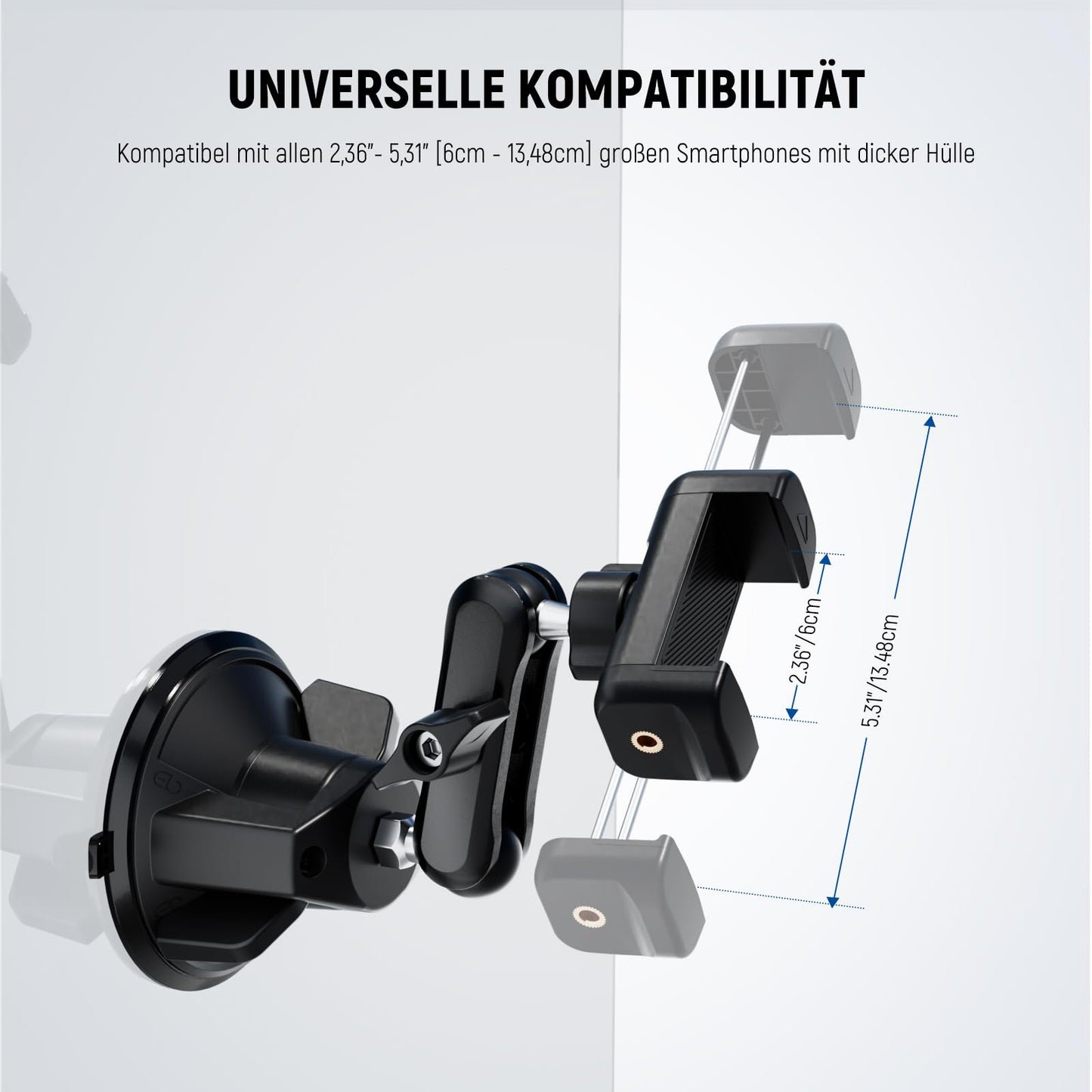 NEEWER Car Phone Holder, 360° Rotating Vacuum Suction Cup Metal Phone Holder with Magic Arm, Compatible with iPhone Samsung, for UTV Windshield, Skylight, Glass, Navigation, Video, PA136