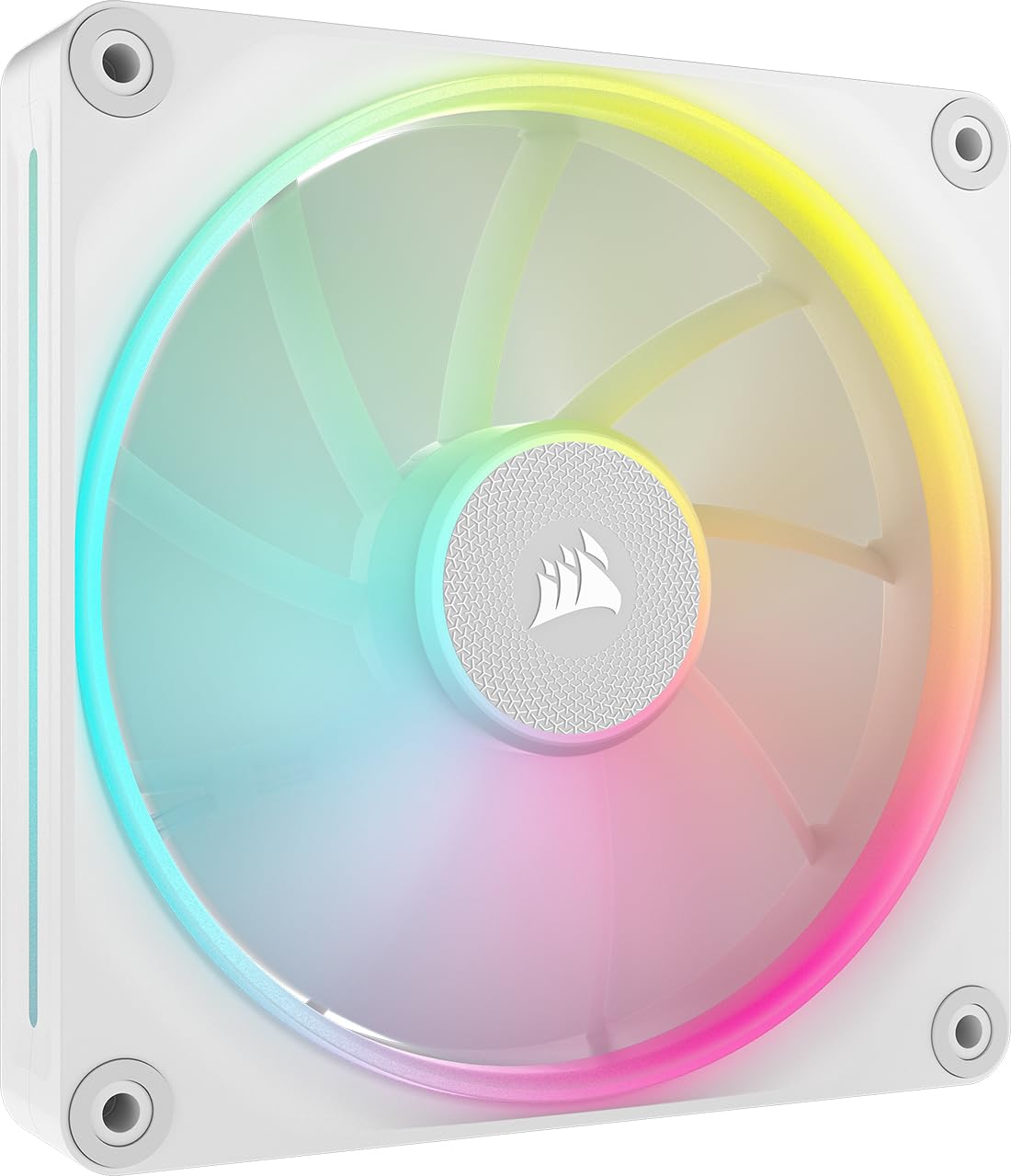 CORSAIR iCUE LINK LX140 RGB ventilator de 140mm PWM, ambalaj individual – Dual Light Loops – Necesită hub iCUE LINK (vândut separat) – Tehnologie CORSAIR AirGuide – Alb - CO-9051031-WW