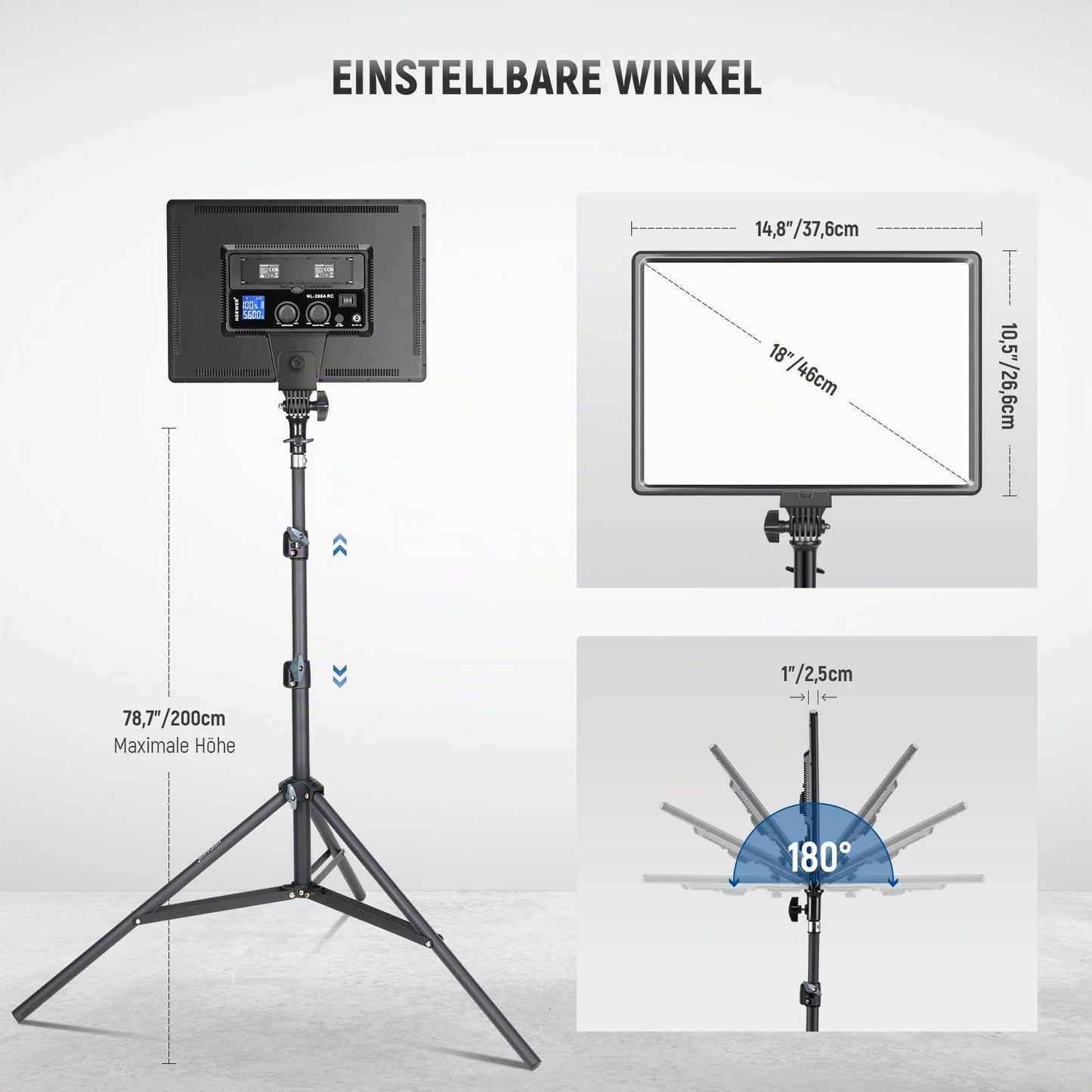 NEEWER 18" LED video light panel set, streaming light with 2 pieces 45W dimmable two-tone, with remote control & light stand, 3200K-5600K soft video light CRI 97+ 4800Lux for YouTube camera photography - 10100659