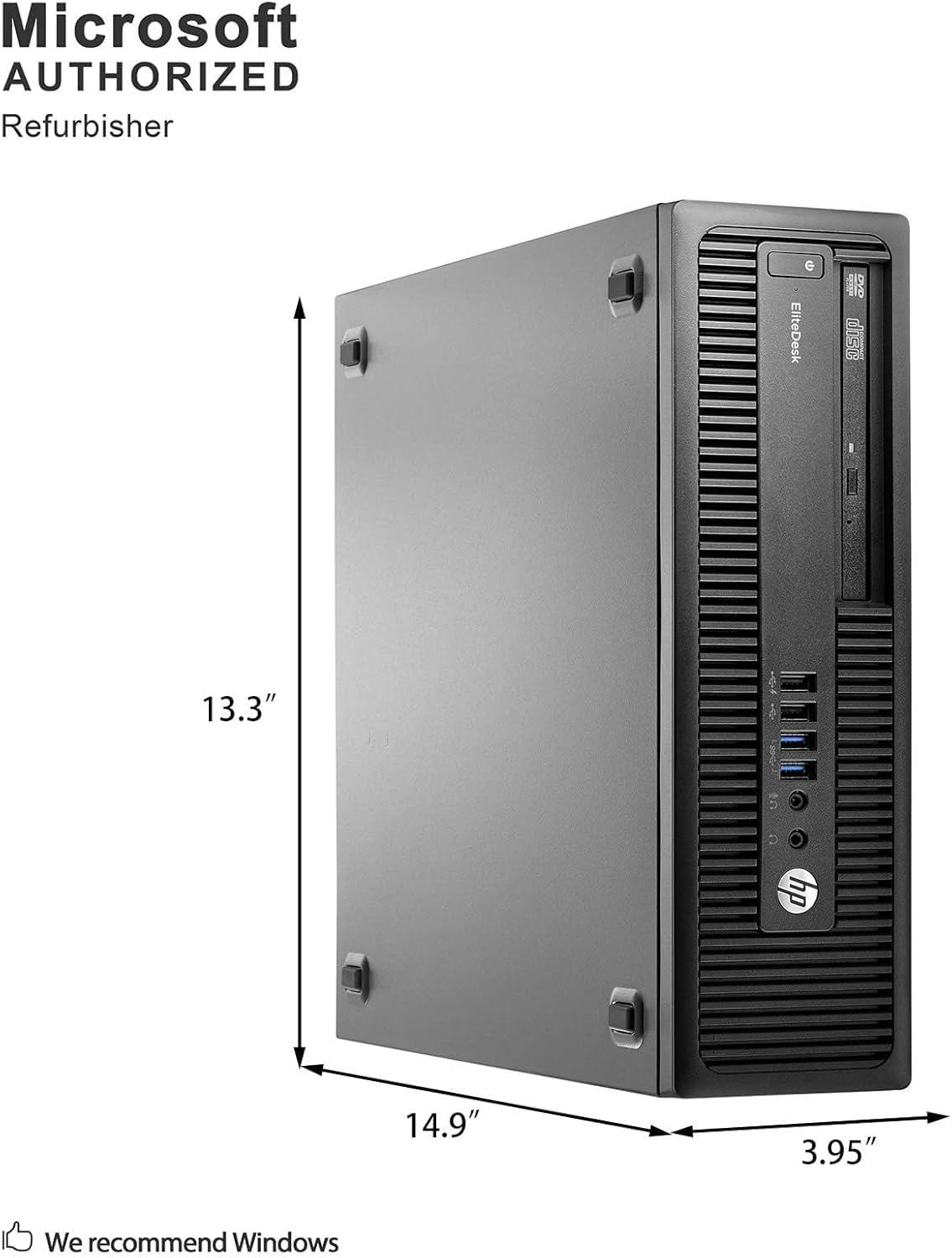 HP EliteDesk 800 G2 SFF Desktop PC, Intel Core i5-6500, 8 GB RAM, 256 GB SSD, US keyboard, WiFi, Bluetooth, Windows 11 Pro (refurbished)