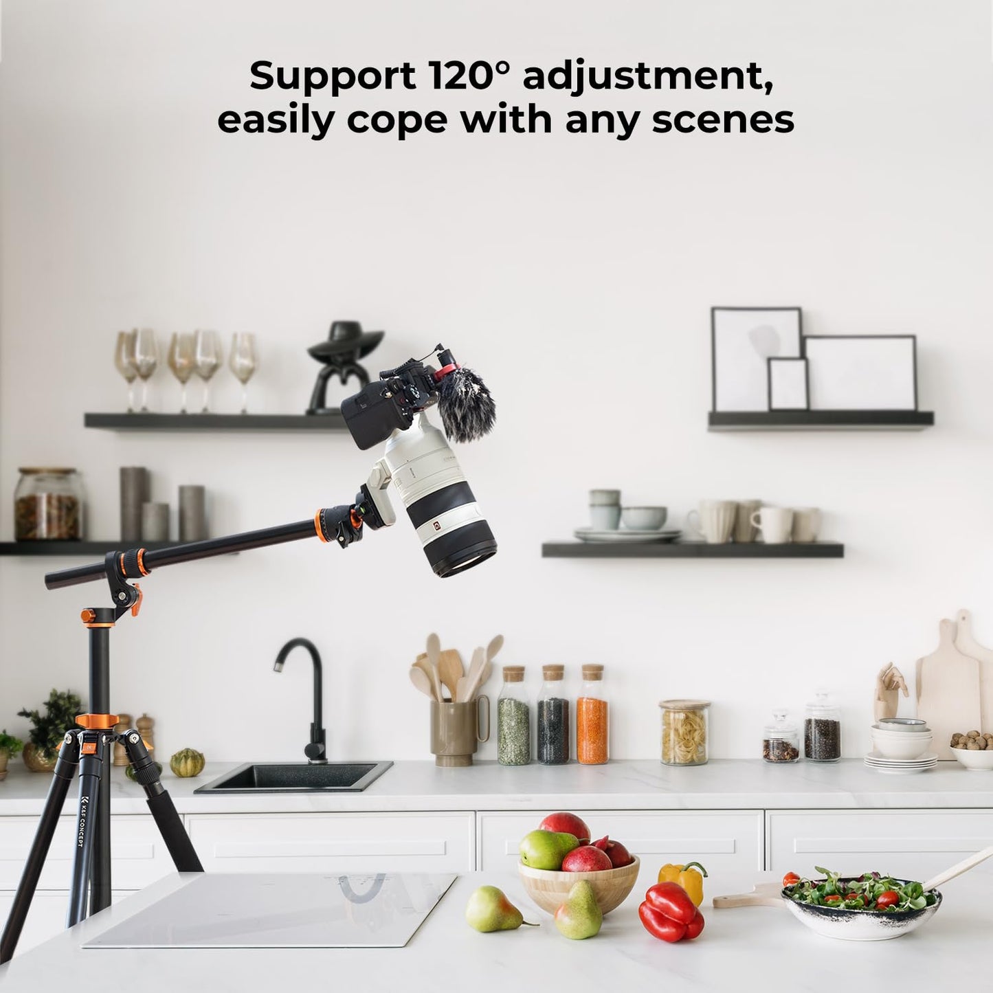 K&F CONCEPT New tripod for camera, 230cm professional camera tripod with new center column construction, removable monopod, tripod for outdoor and indoor shots T254A7+BH-28L - KF09.119