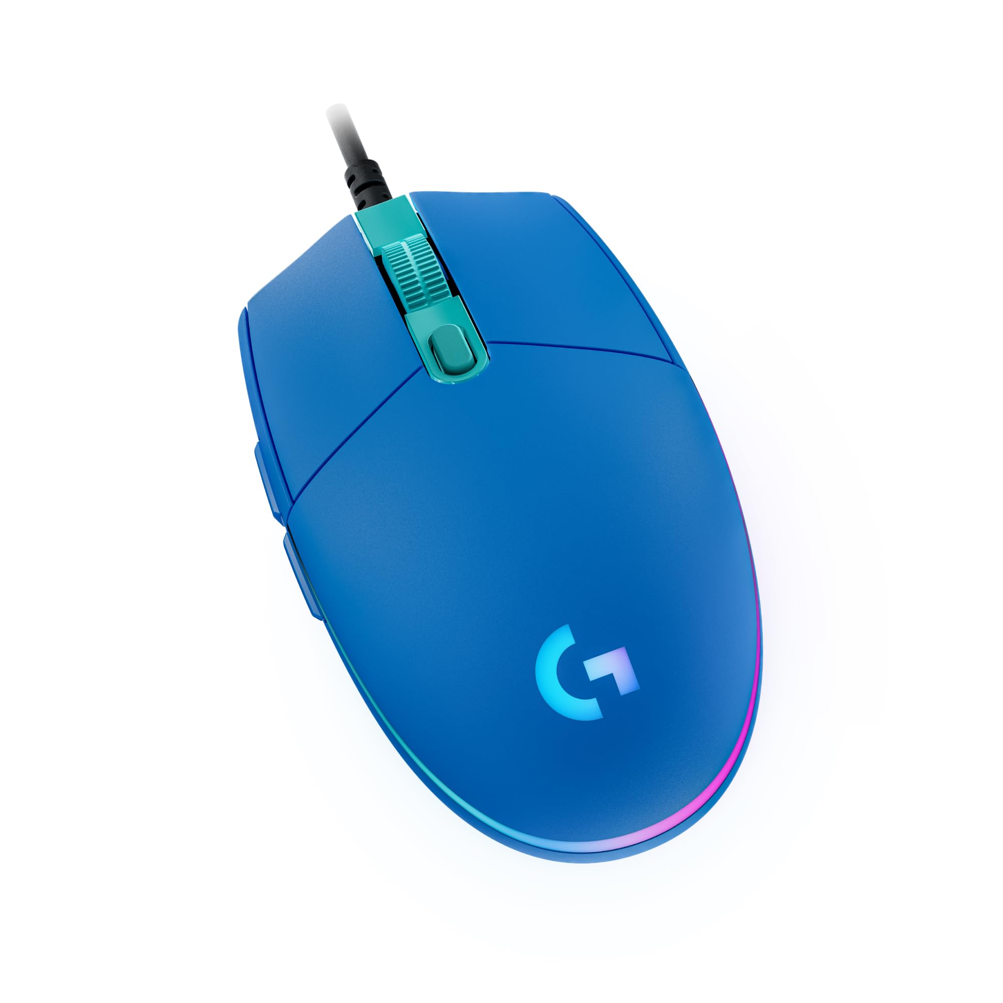 Logitech G203 gaming mouse with customizable LIGHTSYNC RGB lighting, 6 programmable buttons, gaming-ready sensor, 8,000 DPI tracking, light weight - blue - 910-005798