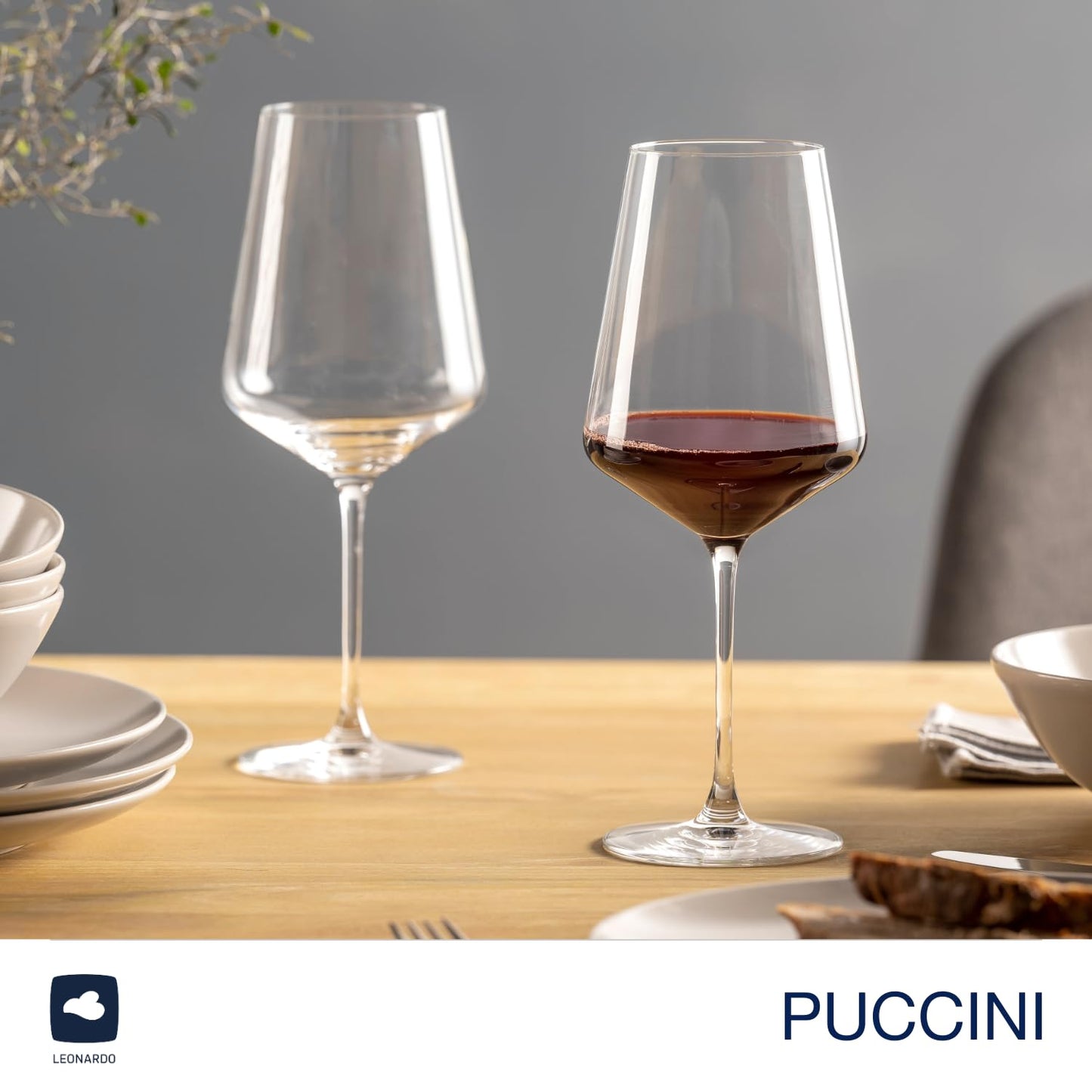 LEONARDO HOME PUCCINI red wine glasses (set of 6) incl. polishing cloth • Dishwasher-safe red wine glasses (750 ml) • Shockproof & suitable for everyday use • 040978