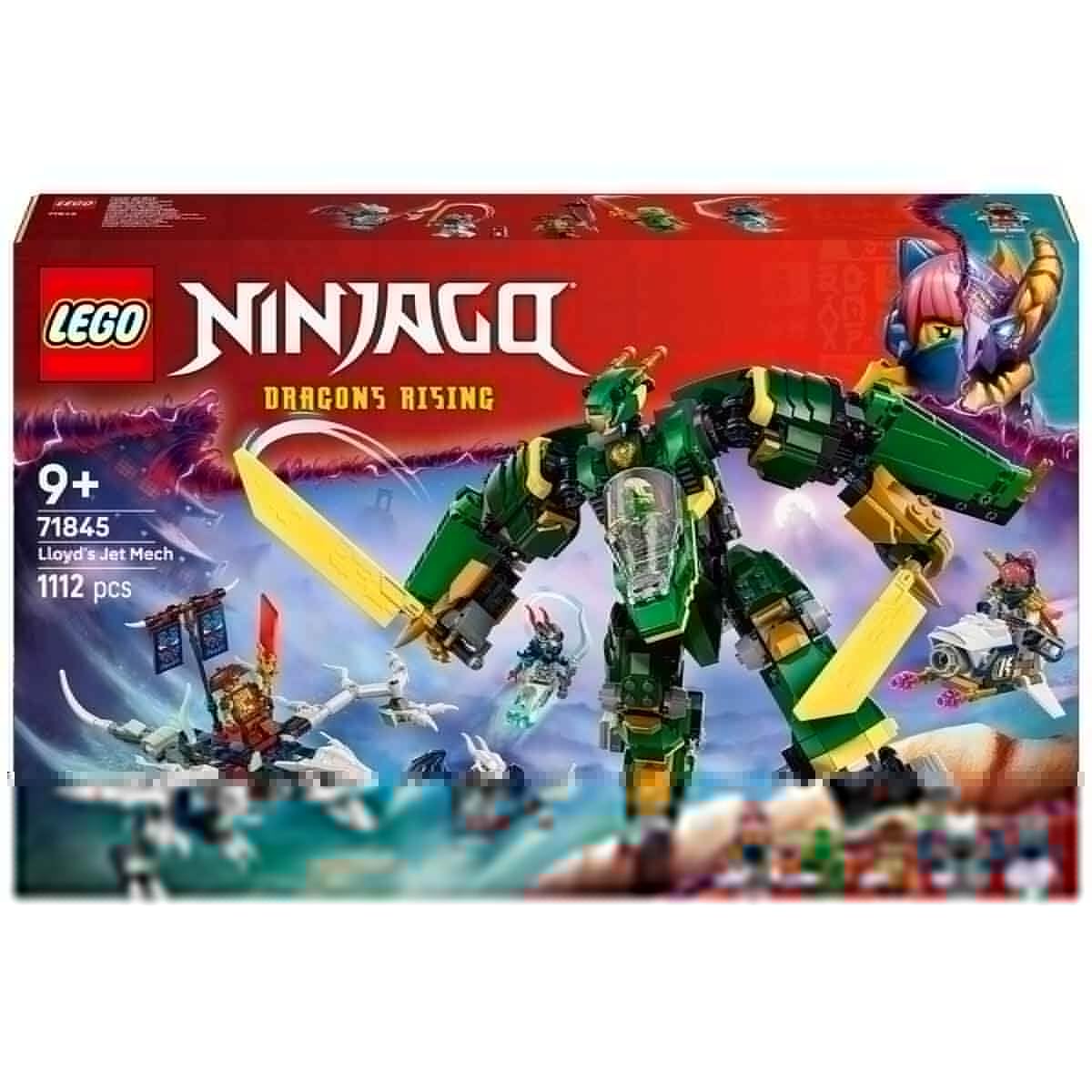LEGO NINJAGO 2in1 Lloyd's Jet Mech - toy with 5 minifigures, dragon, equipment and flying motorcycle - gift for boys and fans of Rise of the Dragons aged 9 and over 71845