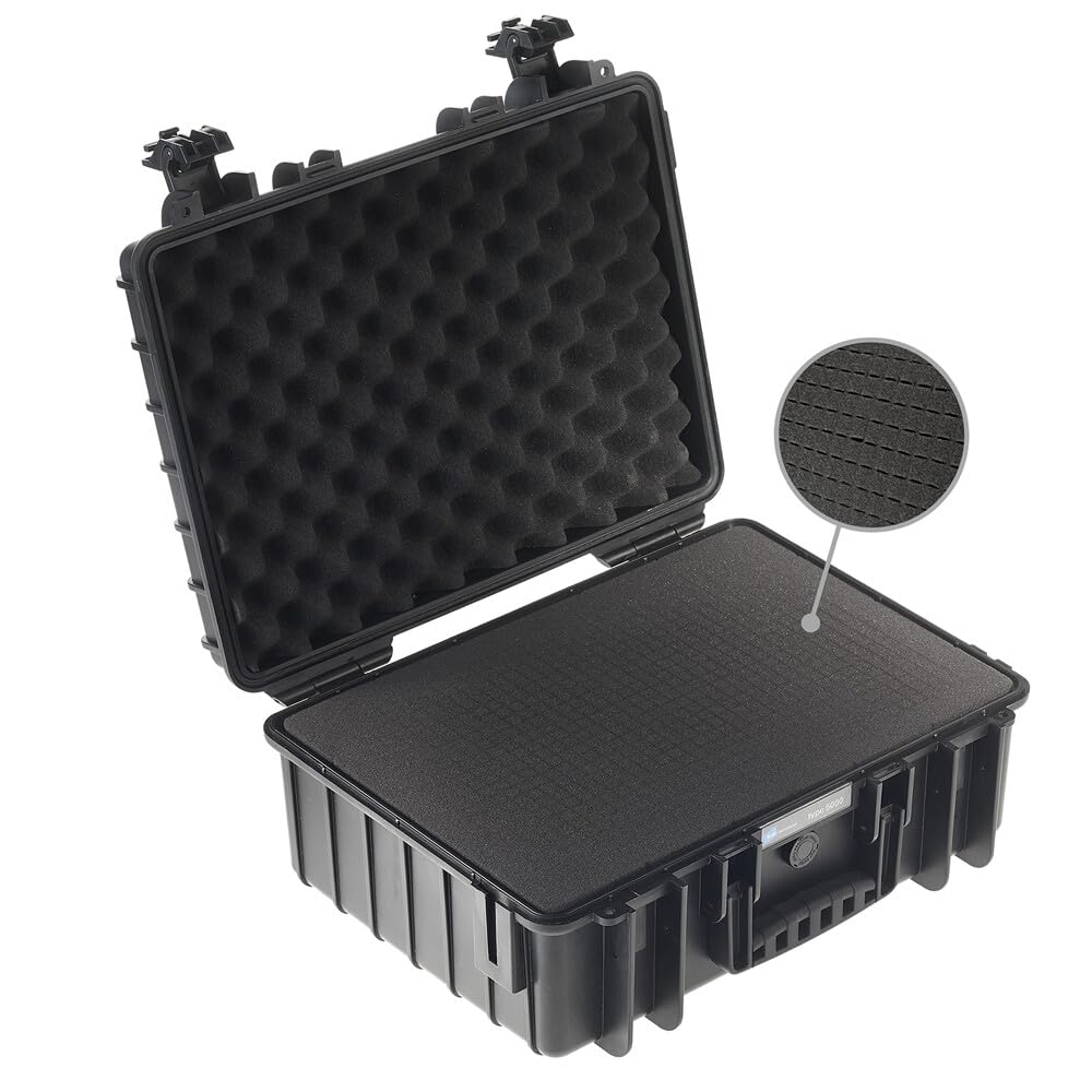 B&W International multi-purpose case Outdoor 5000 (PP.221) black - with cube foam - waterproof (IP67), dustproof, impact-resistant, extremely robust - 5000/B/SI