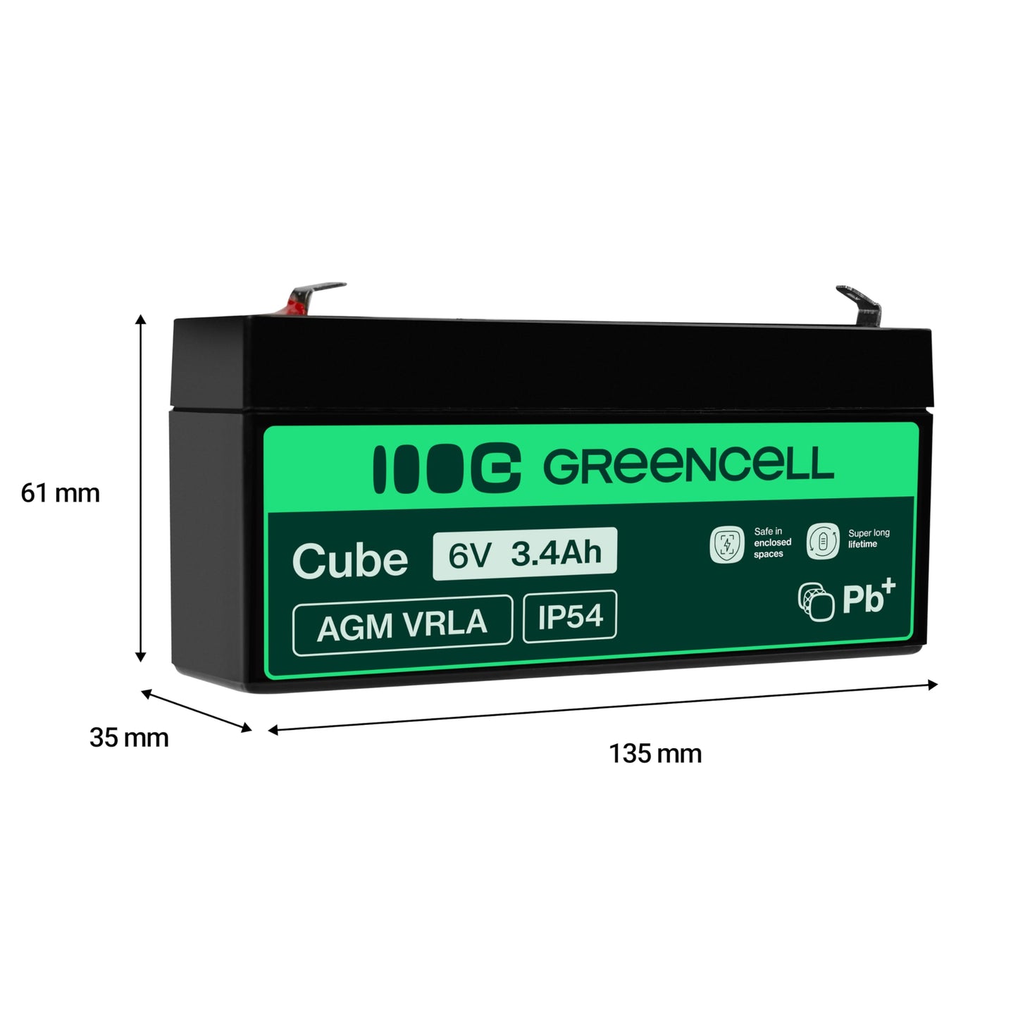 Green Cell® AGM 6V 3.4Ah battery fleece battery VRLA lead battery lead battery replacement battery battery supply battery cycle-proof maintenance-free for electric toys alarm emergency power hospital bed - AGM38