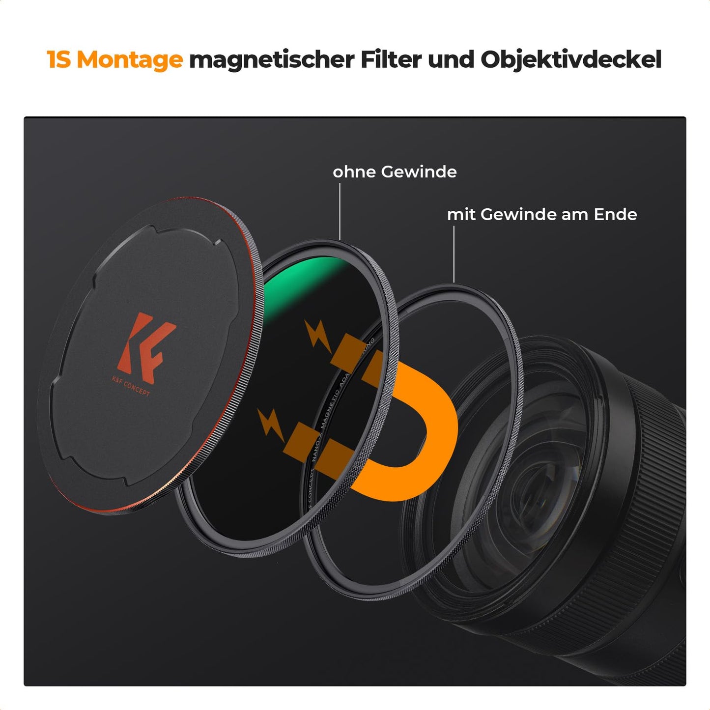K&F CONCEPT 82mm ND Filter Gray Filter ND64 (6 Stop) Magnetic V1 - SKU.1744