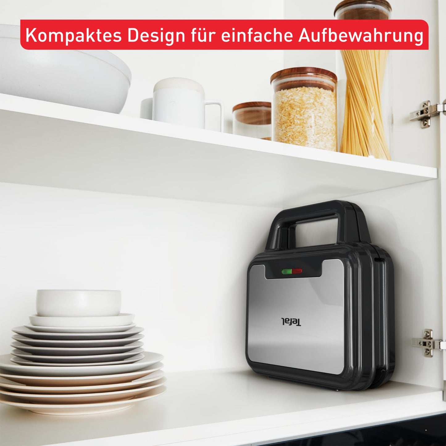 Tefal Ultracompact 3-in-1 sandwich waffle panini combination device, non-stick coating, heat-insulated handle, stainless steel/black, SW383D10