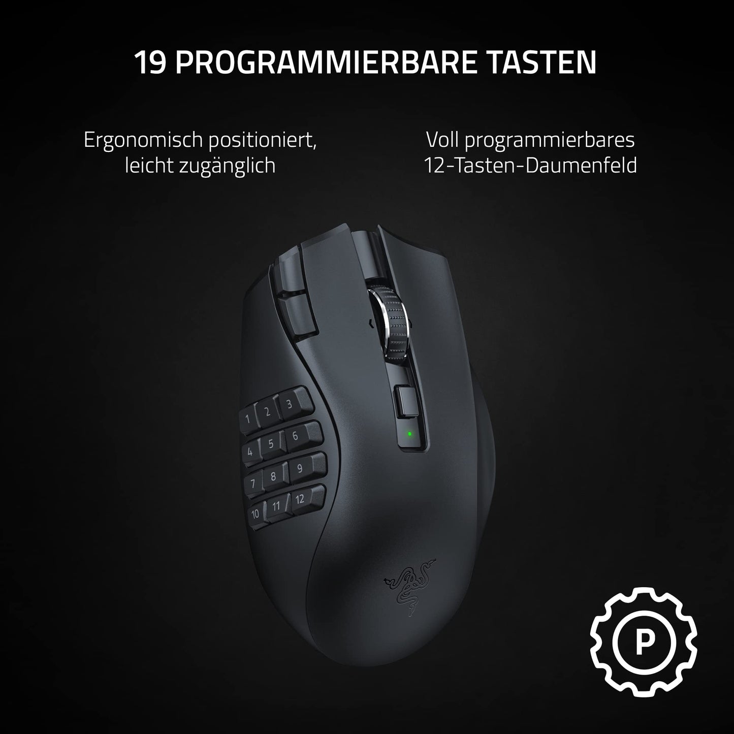 Razer Naga V2 HyperSpeed ​​- Ergonomic Wireless MMO Gaming - RZ01-03600100-R3G1