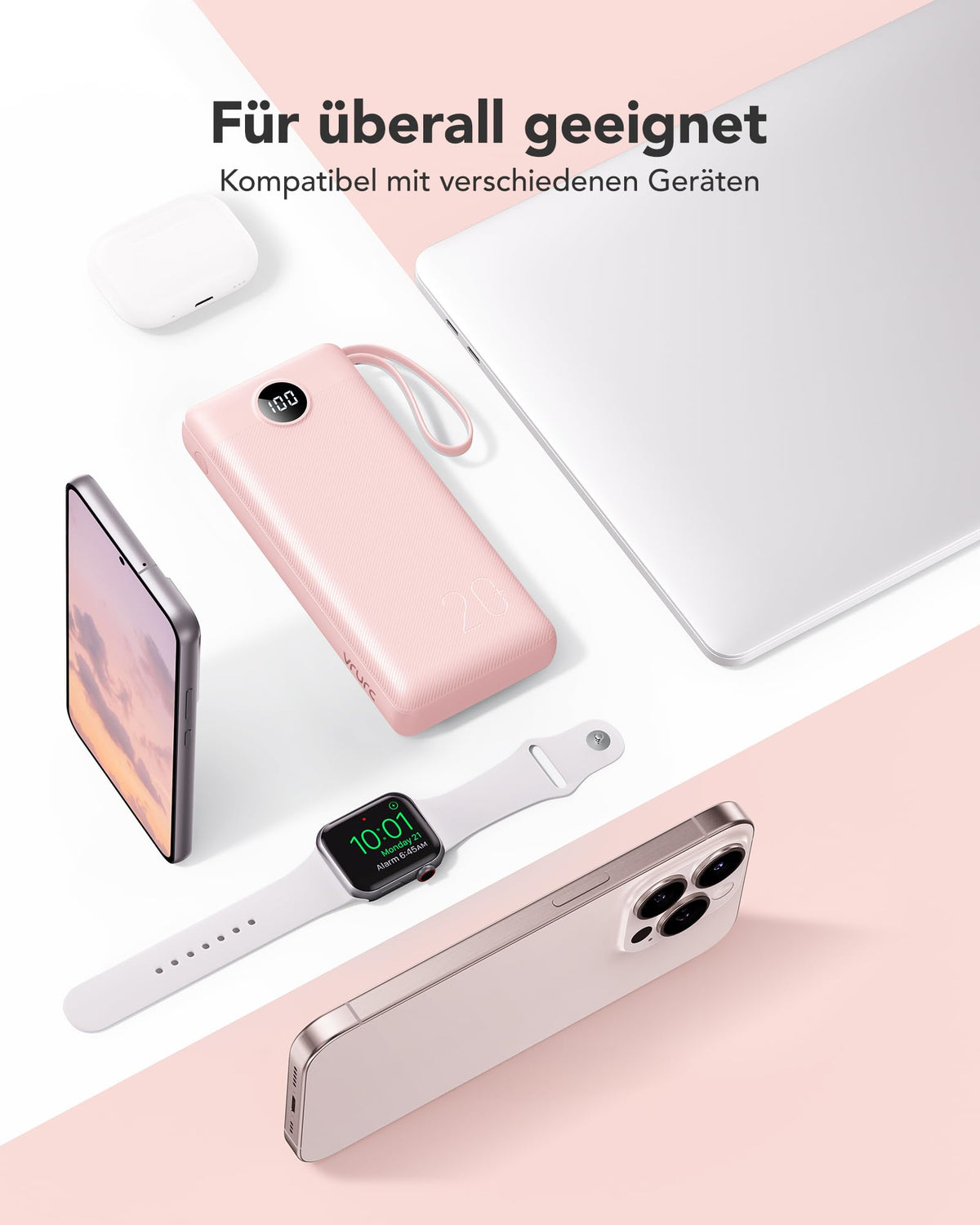 VRURC Power Bank, Powerbank 20000mAh cu 4 cabluri, 22.5W încărcare rapidă - T2047Q