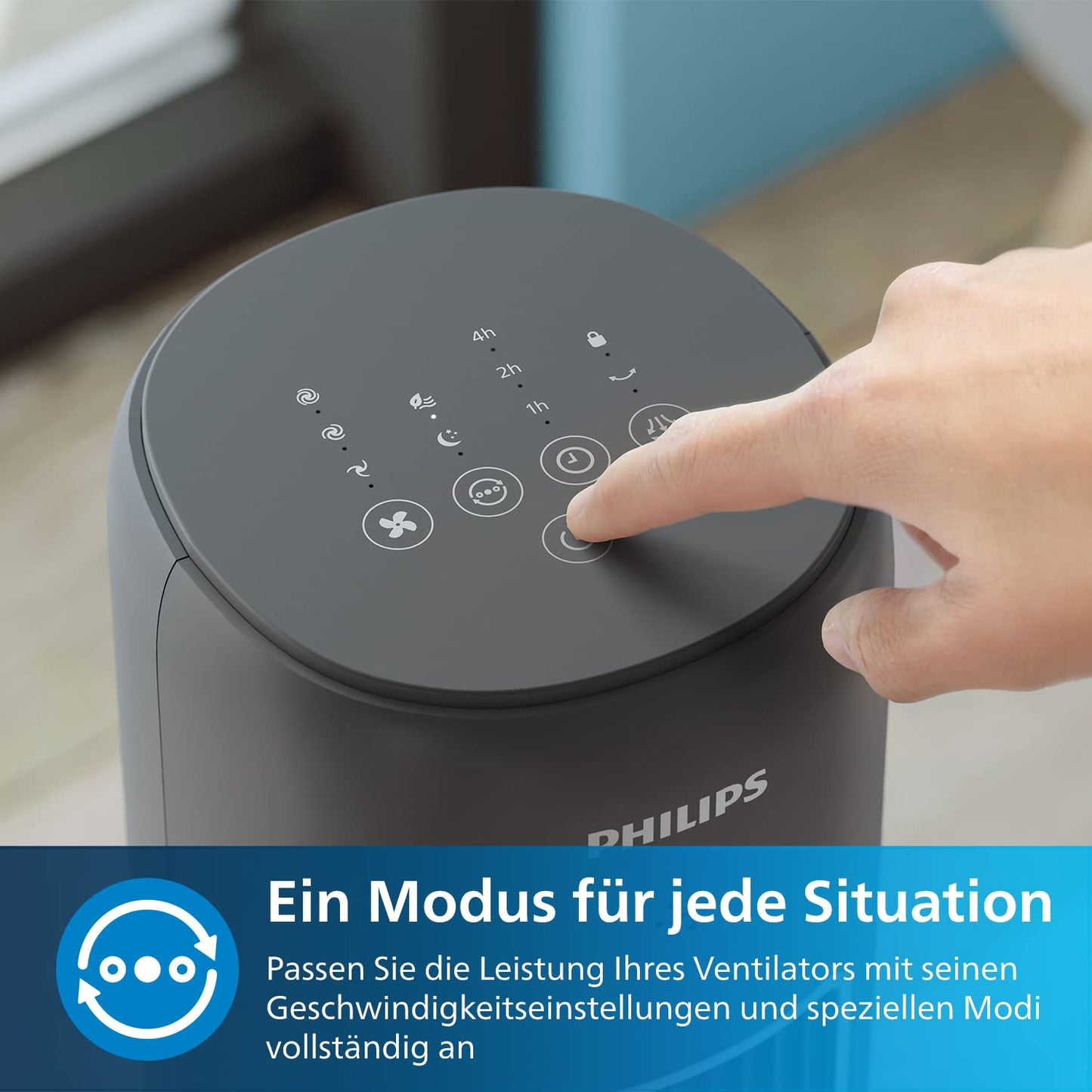 Philips Oscillating Tower Fan 5000 Series 105cm Remote Control Timer 3 Speeds 3 Modes 40W Powerful Quiet Airflow Aroma Diffuser Gray (CX5535/11) - CX5533/11