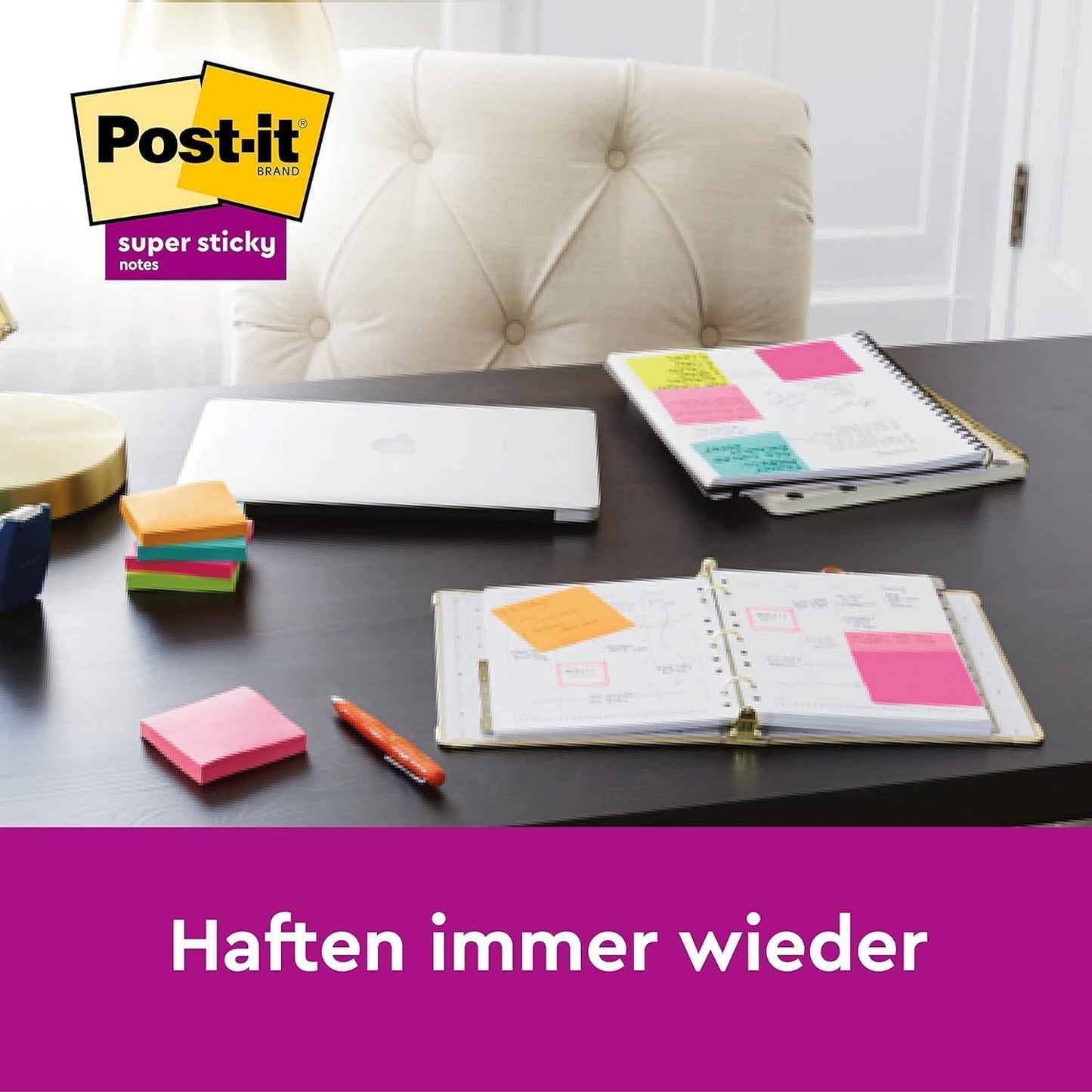 Post-it Super Sticky Notes, 16 pads (1440 sheets), 76mm x 76mm - 654SP-SSCOL-16