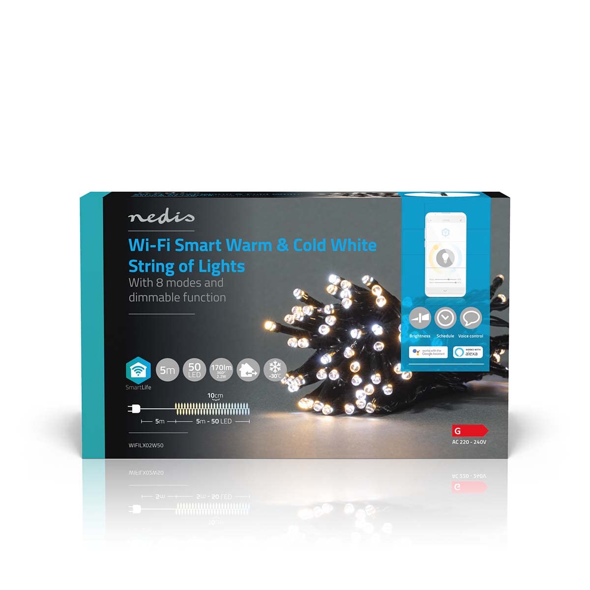 Nedis SmartLife Decorative LED Wi-Fi Android™ / IOS, 5 m, Warm to Cool White - WIFILX02W50