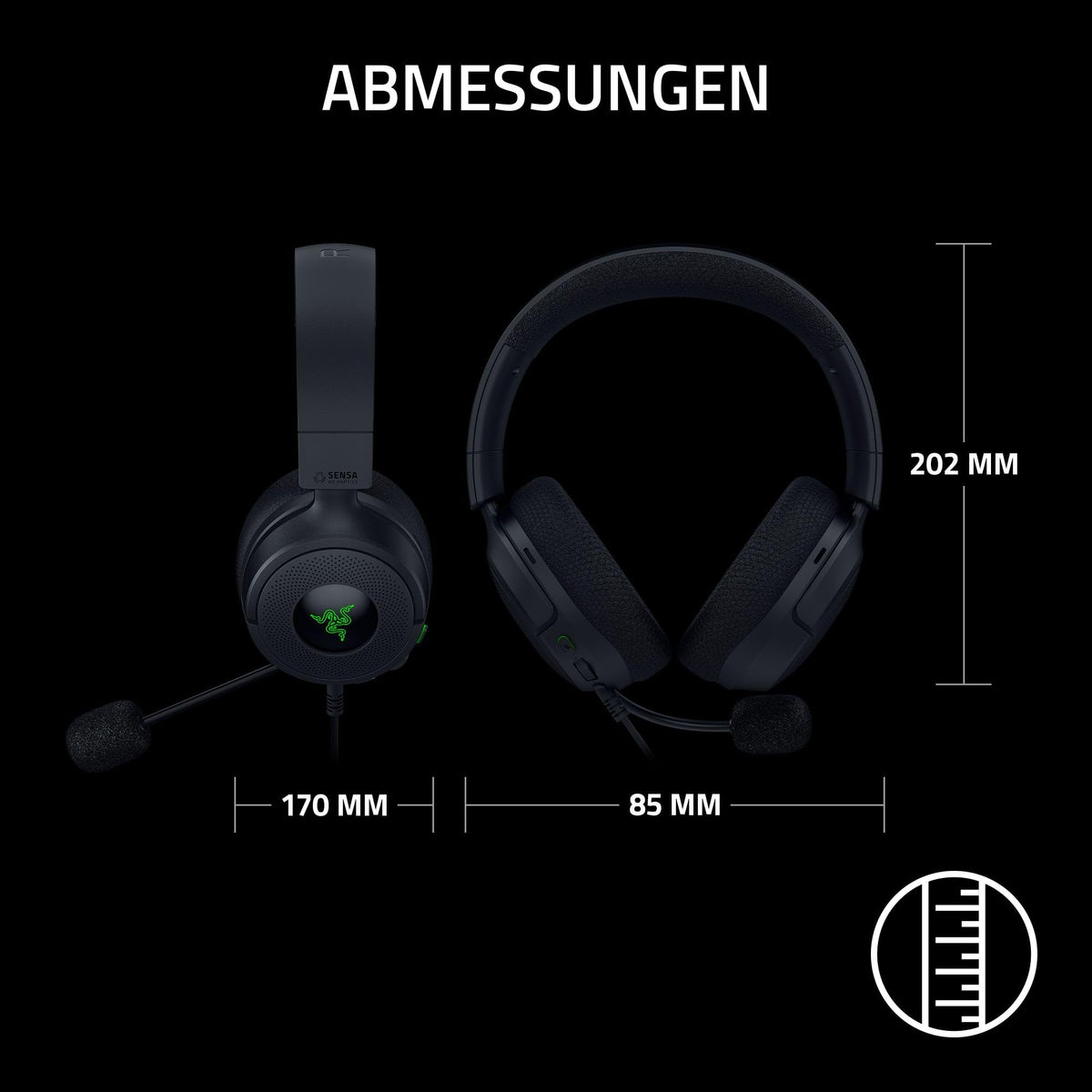 Razer Kraken V4 X Sensa HD Haptics - Căști de gaming cu fir și haptică HD - Driveri Triforce de 40 mm - Microfon HyperClear cu caracteristică cardioidă - Sunet surround 7.1 - RZ04-05730100-R3M1