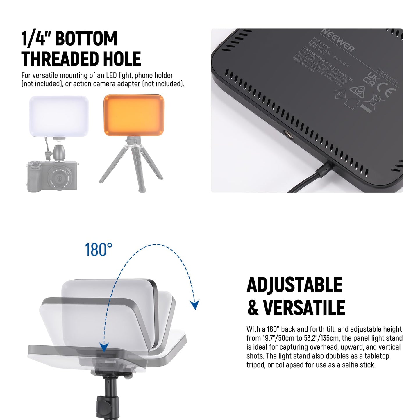 NEEWER Basics LED Video Light Panel Lighting Set Pack of 3 Two-Tone Dimmable Portable Studio Lights with Tripods and Filters 3200K ~ 5600K CRI95 750Lux for Photography Videos and Streaming BP66