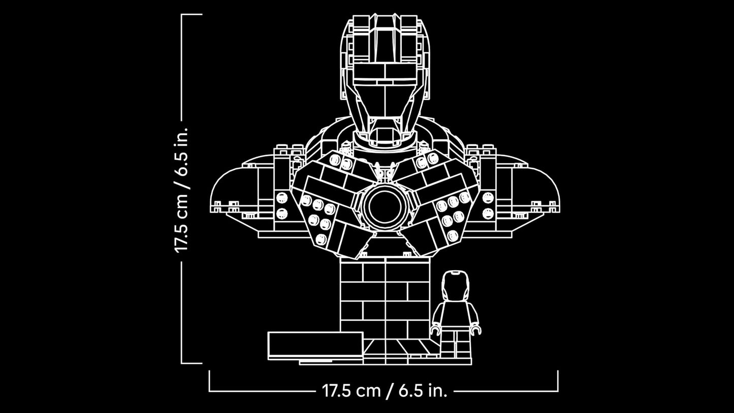 LEGO ǀ Marvel Iron Man MK4 bust - model building for adults - including Tony Stark minifigure as well as shoulder cannons and rotating head - collector's item & Avengers gift for fans - 76327