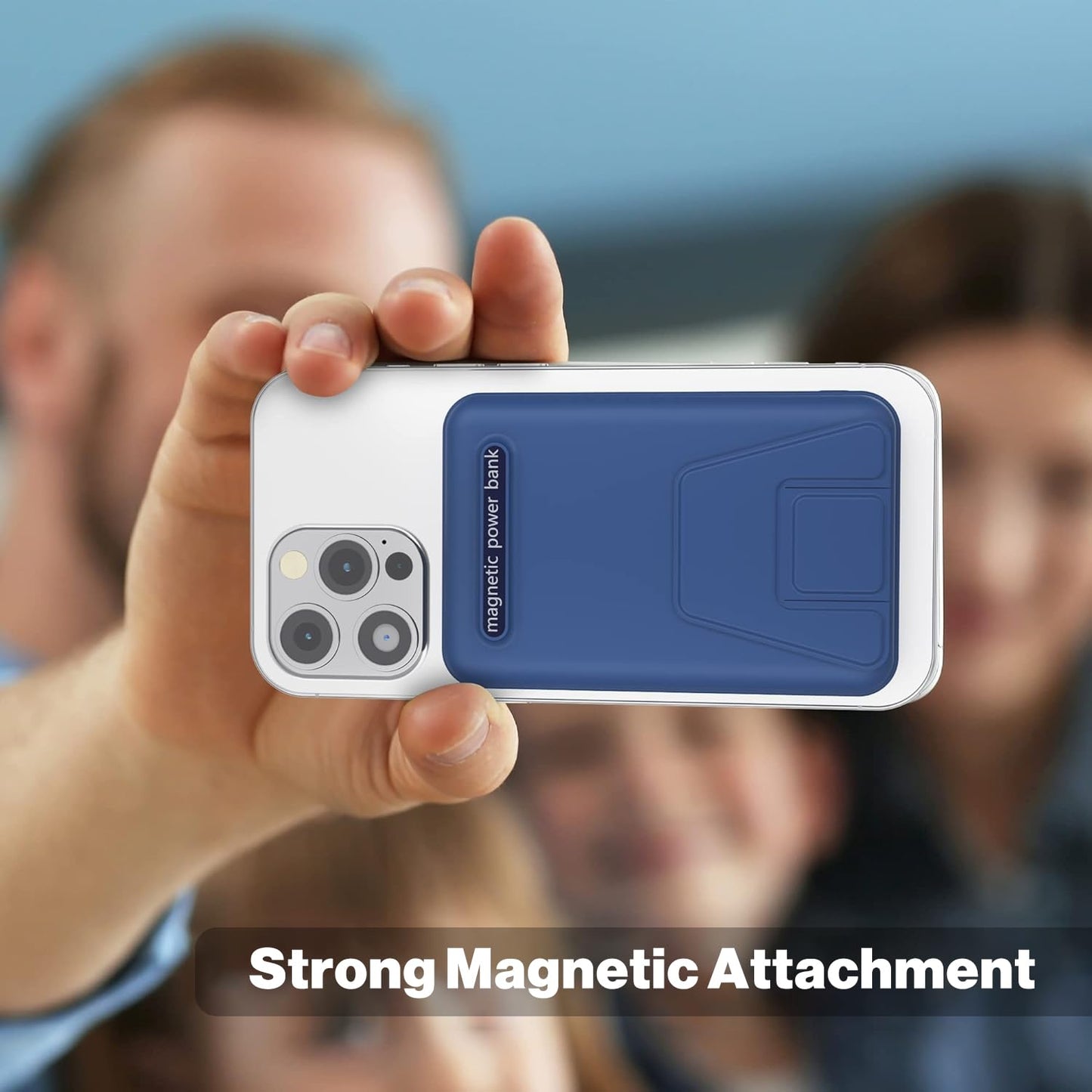AOGUERBE Wireless Power Bank, 10,000mAh Foldable Magnetic Power Bank PD 22.5W Fast Charging with LED Display, Compatible with MagSafe for iPhone 17/16/15/14/13/12/Pro/Pro Max Series. (navy blue) - KT-D009