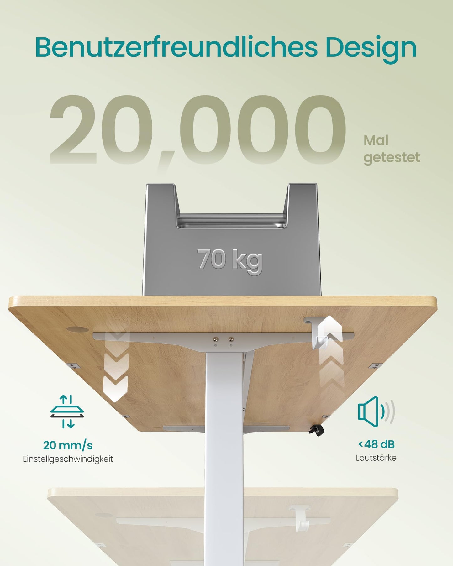 SONGMICS Electric height-adjustable desk, 140 x 60 cm, memory function with 4 heights, USB-C port, golden oak color LSD134YA01 - LSD026X01