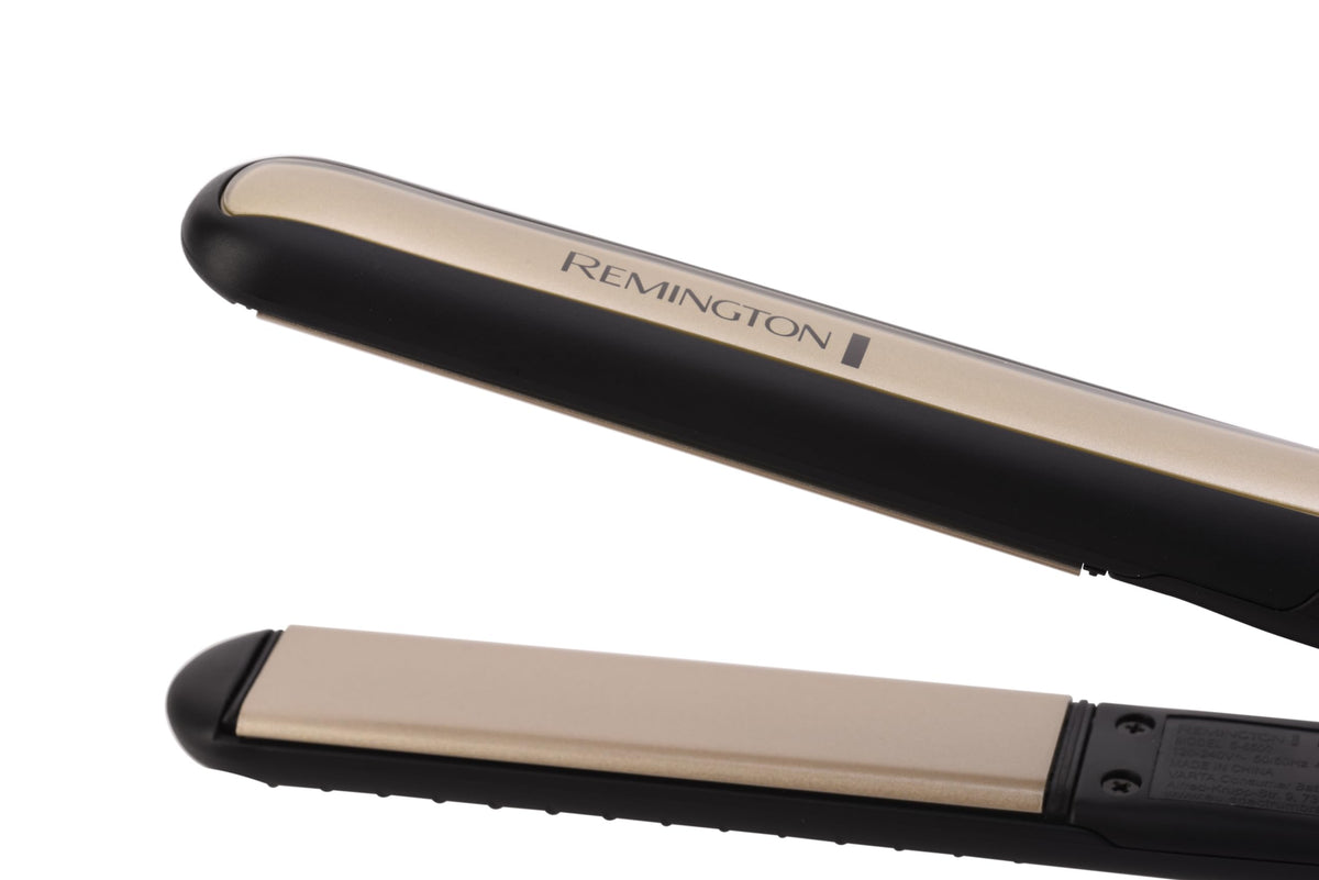 Remington Sleek & Curl Straightener (rounded design - ideal for straightening & styling curls and waves, high-quality ultra-tourmaline ceramic coating) LCD display, 150-230°C, Hair Straightener S6500