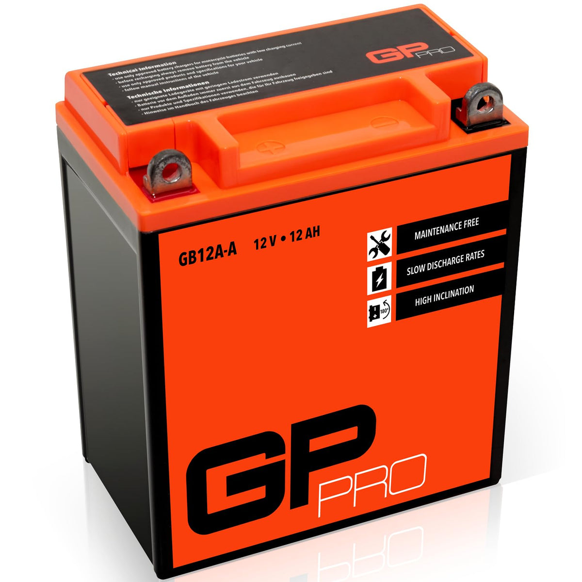 GP-PRO GB12A-A 12V 12Ah GEL Battery (Similar to YB12A-A / 51211) (Maintenance Free & Sealed) Accumulator Motorcycle Motorcycle Battery - GP-019
