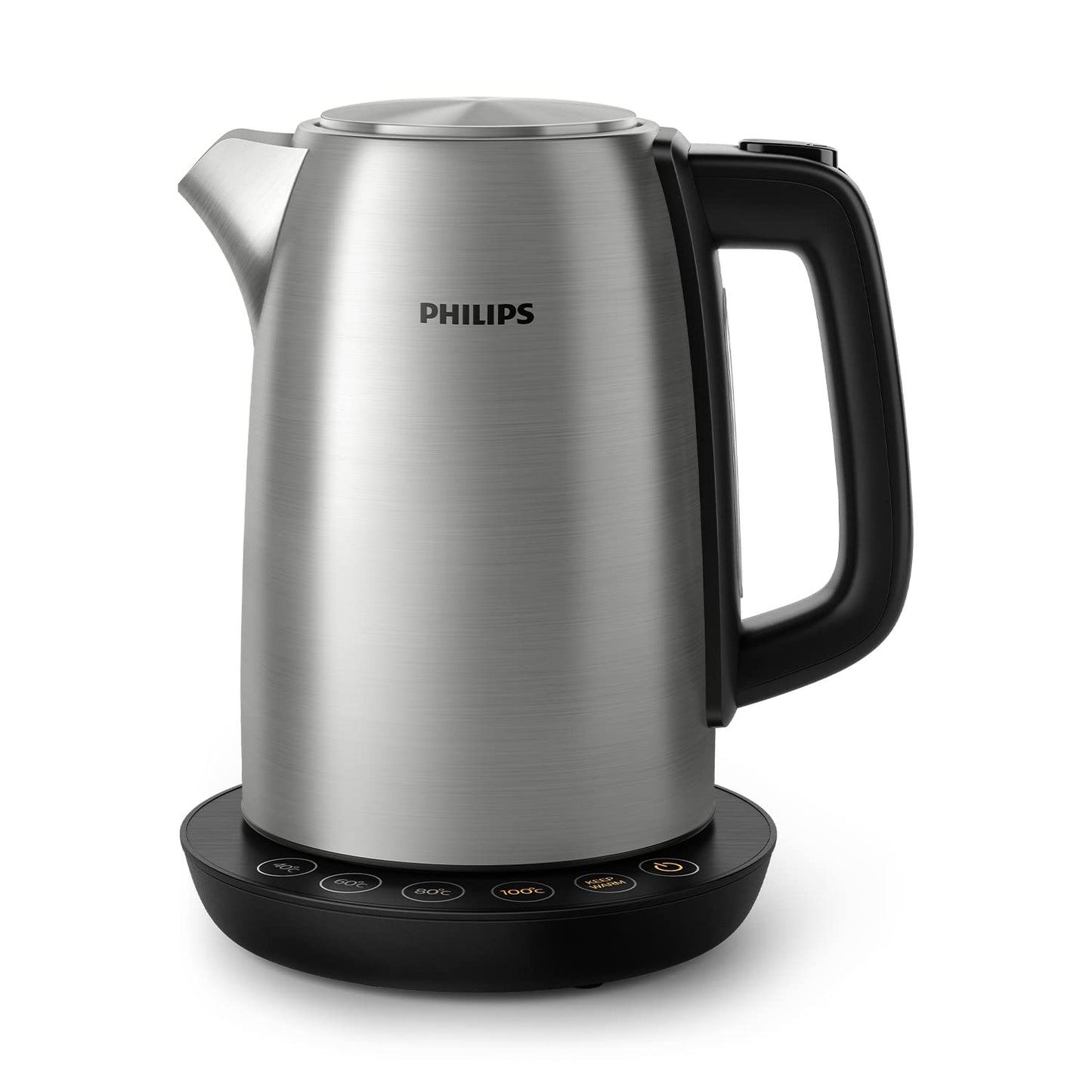 Philips kettle - 1.7 L capacity with temperature control, keep warm function and control display, pirouette base, 2200 watts, 23 x 18.8 x 25.7 cm, stainless steel, (HD9359/90)
