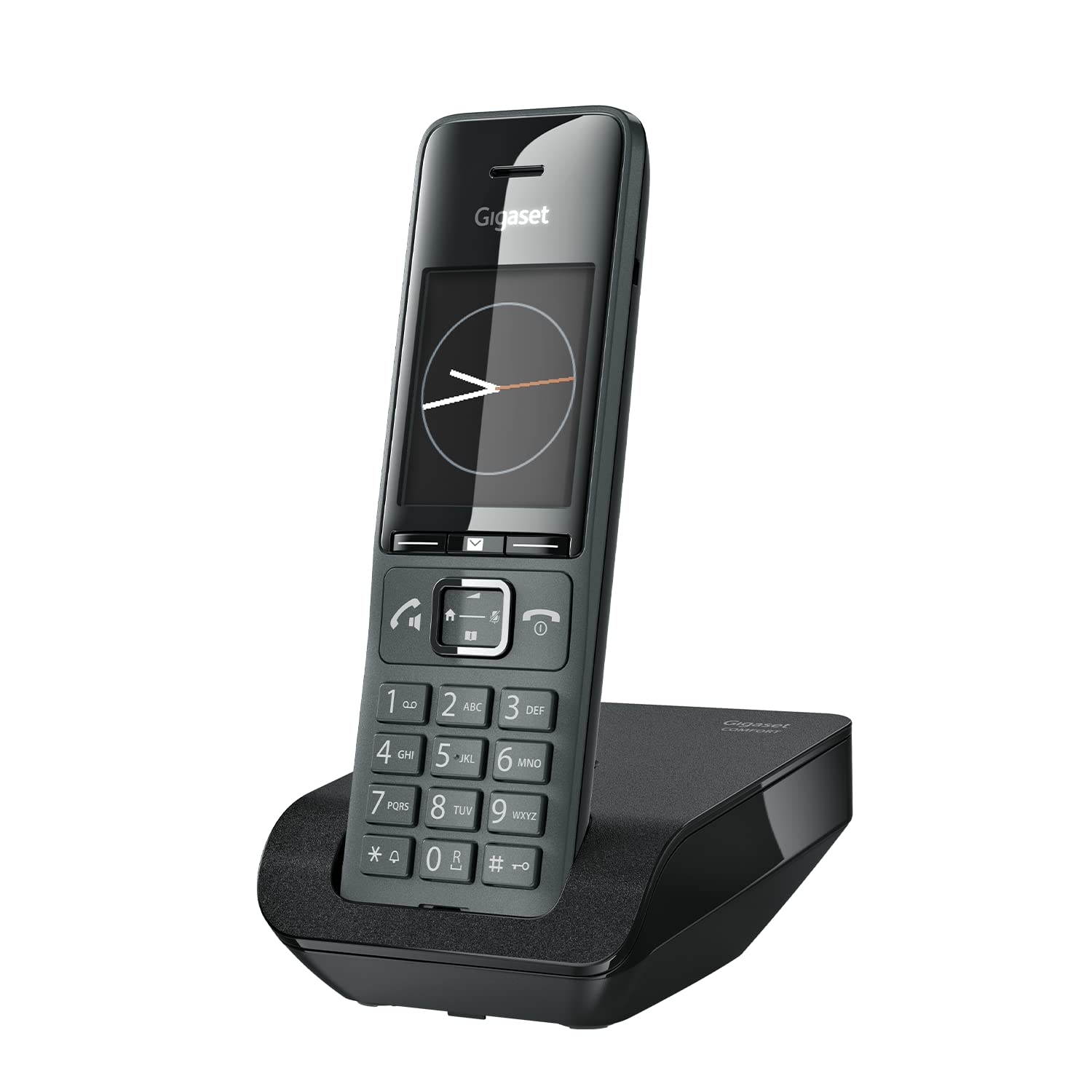 Gigaset Comfort 520 - Cordless DECT telephone - Elegant design, brilliant audio quality even during hands-free calling, comfort call protection, address book with 200 contacts, titanium black [German version] - S30852-H3005-B103