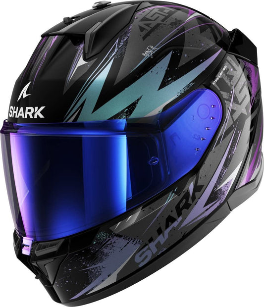 Shark, Integral Helmets Motorcycle D-SKWAL 3 Blast-R Black Green Glitter KGX, S - HE0920EKGX