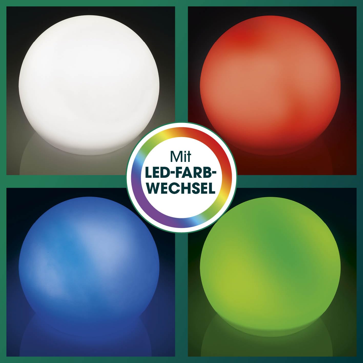 EASYmaxx LED solar light with remote control | 3 cold white lights - balls with solar operation & color changing | dimmable brightness levels, 12 colors & 5 light modes | including ground spike & insulation sensor - Solar-LED