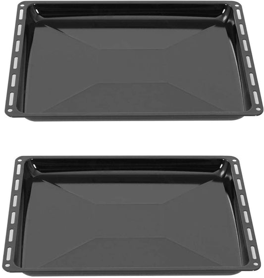 ICQN baking tray set 455 × 375 × 30 mm, compatible with Bosch, Siemens, Constructa & Neff, enameled baking trays for ovens and stoves - Yak017-Yak017-set