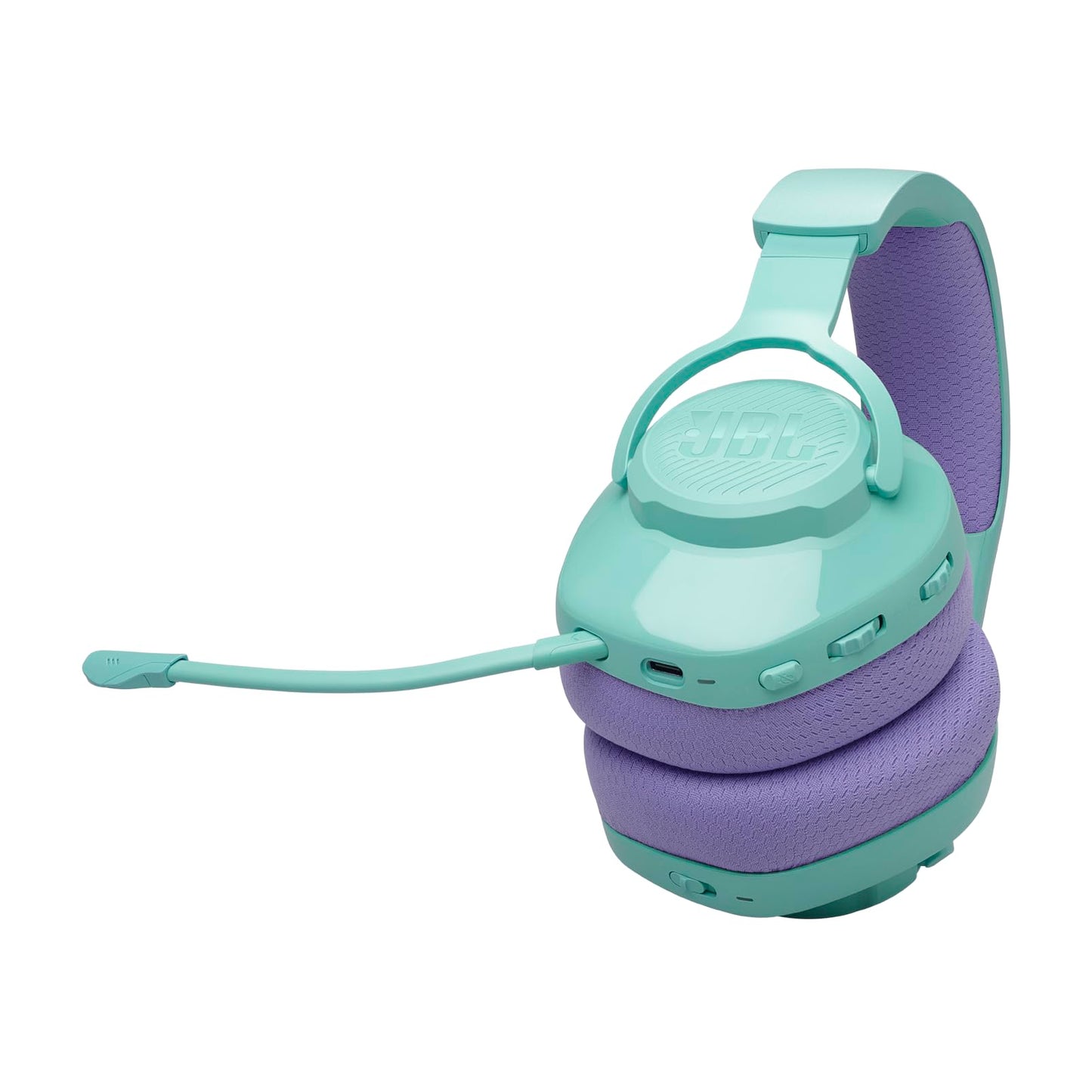 JBL Quantum 360 Wireless Over-Ear Gaming Headphones with 2.4GHz/Bluetooth Dual Wireless Connection, 22-Hour Battery, Multi-Platform Compatibility, Detachable Microphone with Mute, Cyan - JBLQTUM360CYN