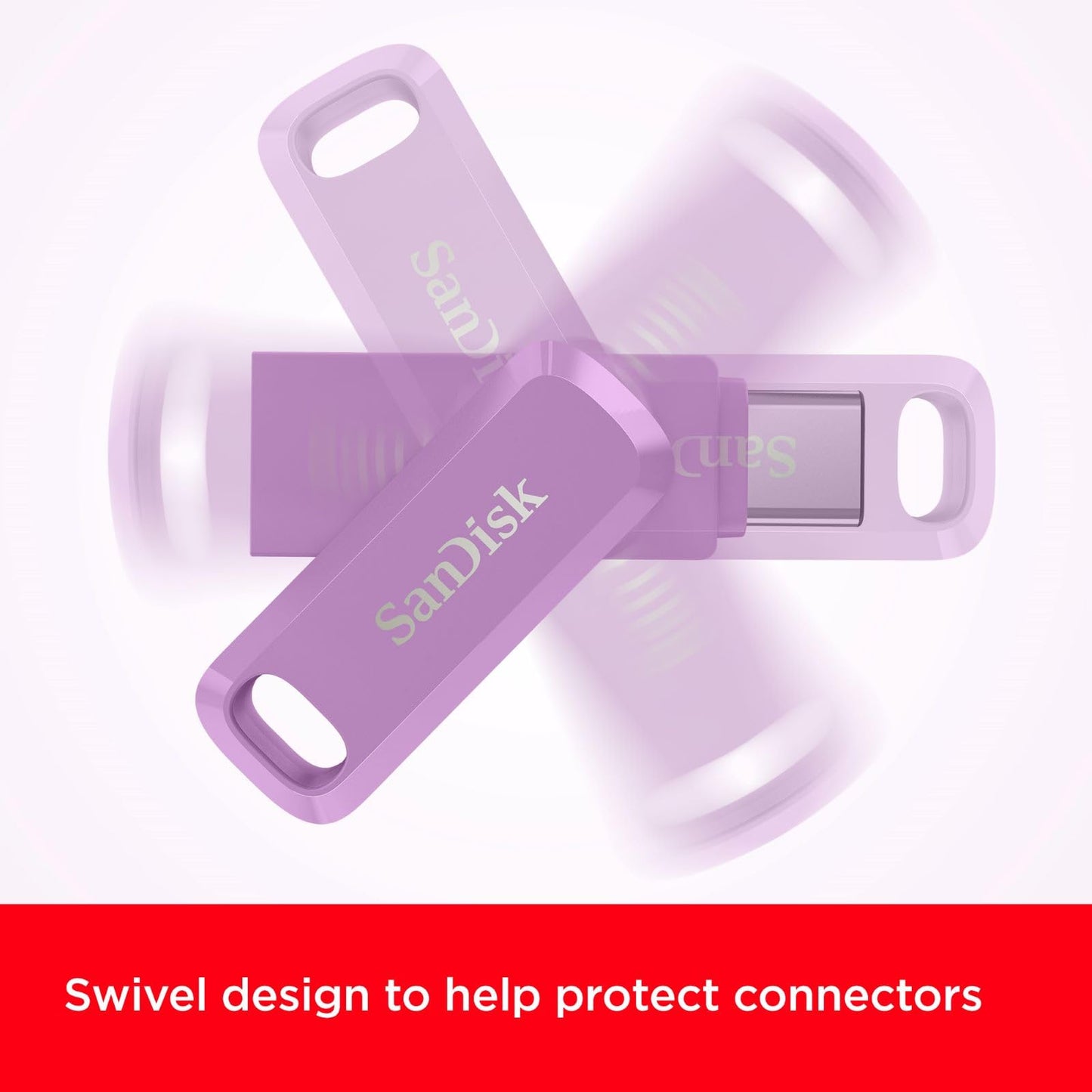 SanDisk Ultra Dual Drive Go USB Type-C 128 GB (Android smartphone memory, USB Type-C port, 400 MB/s reading speed, can be used as a key fob) Lavender - SDDDC3-128G-G46L