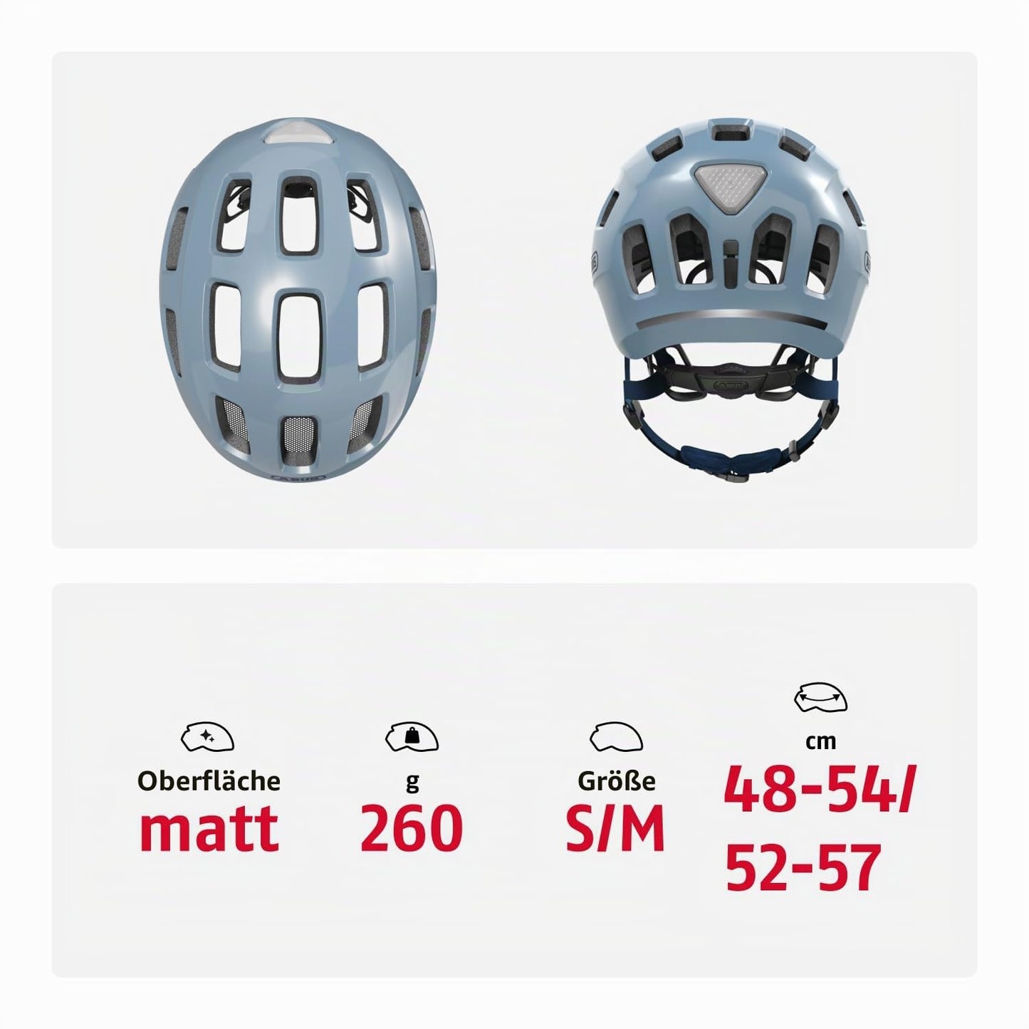ABUS Unisex, bicycle helmet, light blue (Glacier Blue), M (52-57 cm) - 40155