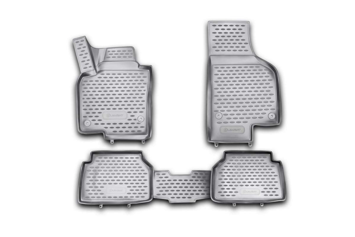 Element 3D rubber floor mats suitable for VW Tiguan MK1 | 2007-2018 | 100% custom-fit all-weather floor mats made of TPE, high edge, waterproof, non-slip, odorless - EXP.NLC.3D.51.21.210kh