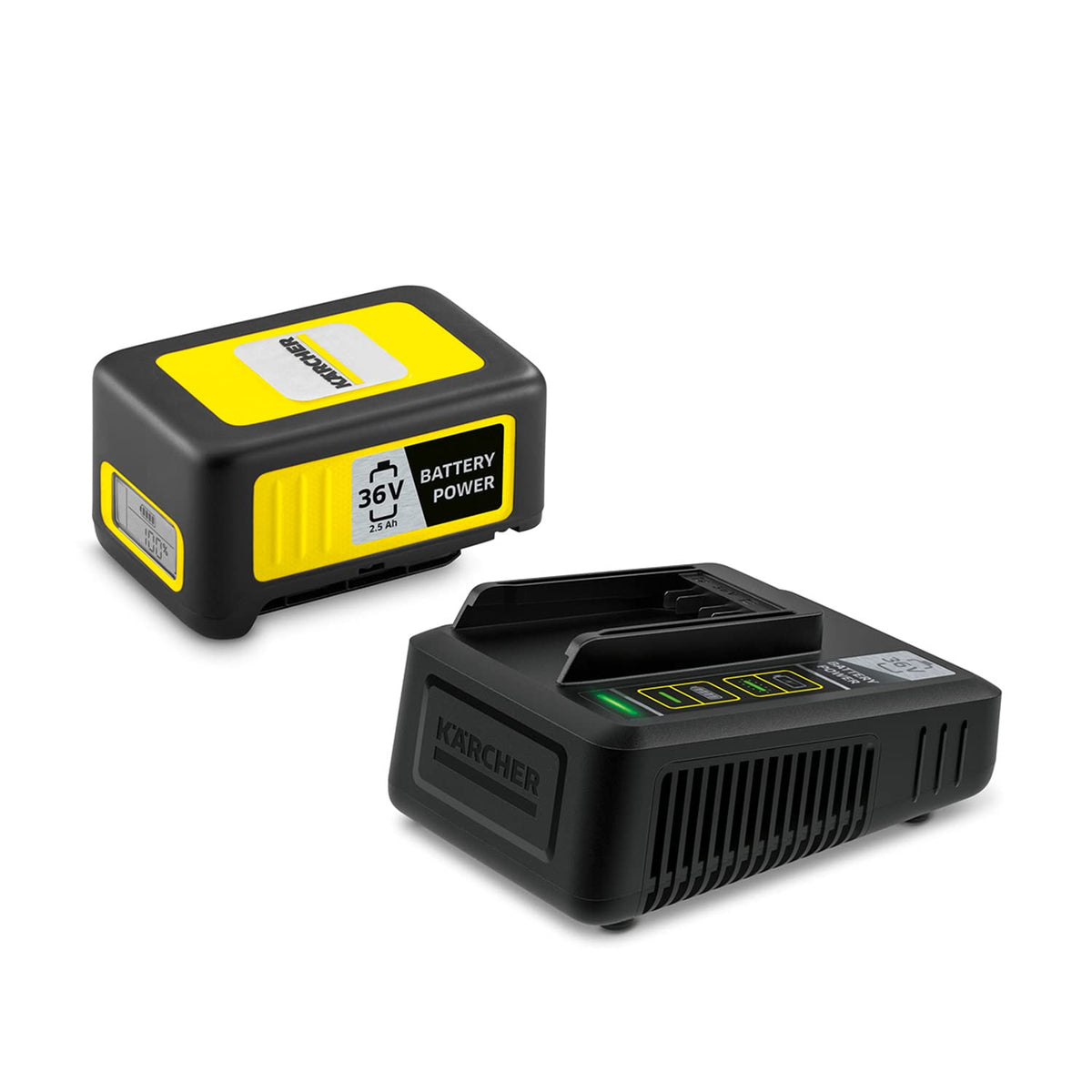 Kärcher 36 V Starter Kit 36/25, 36 V/2.5 Ah battery with fast charger, lithium-ion battery, charging time: fully charged in less than 1.5 hours, compatible with all devices in the 36 V Battery Power platform. - 2.445-064.0
