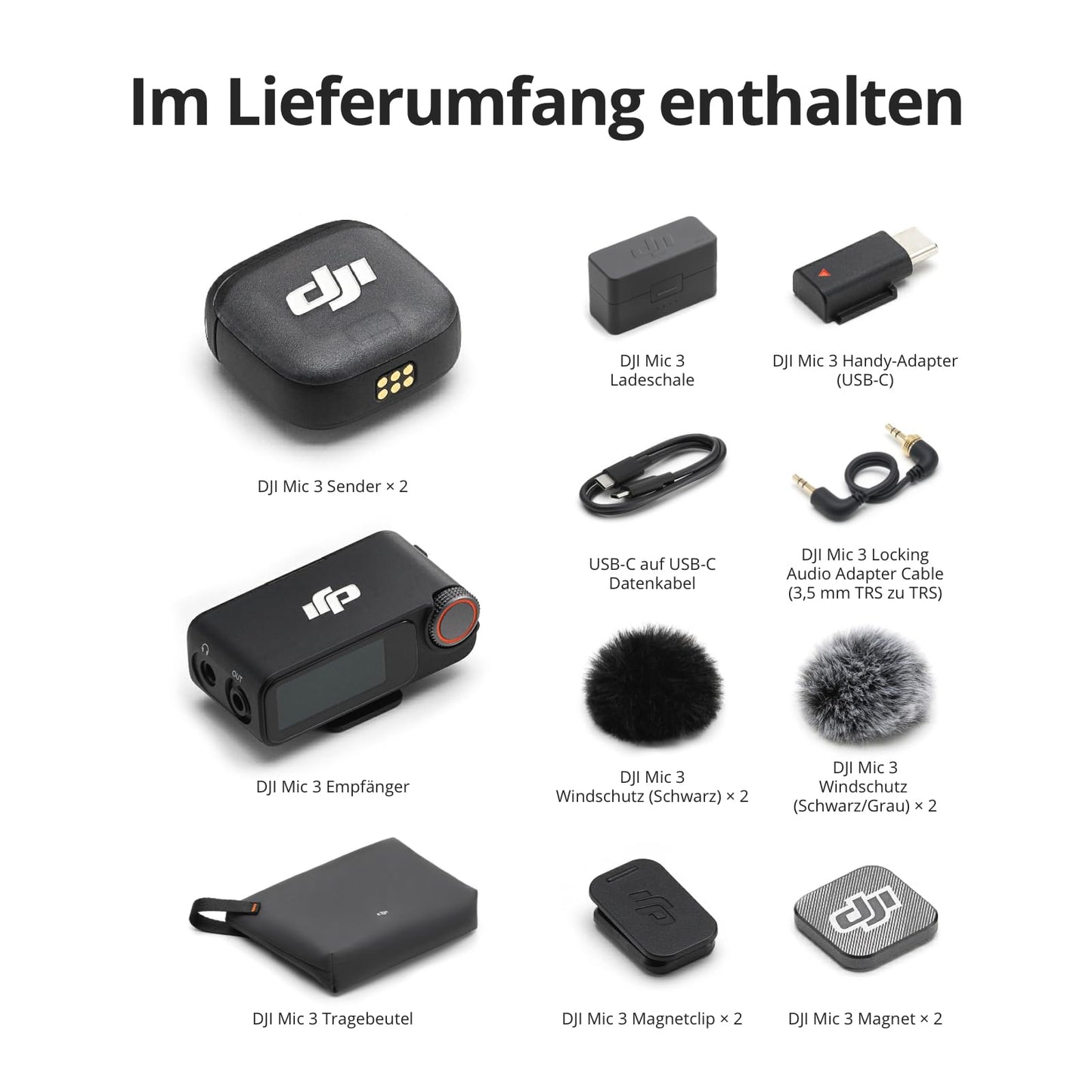 DJI Mic 3 (2 Sender + 1 Empfänger + Ladeschale) - 6937224116344