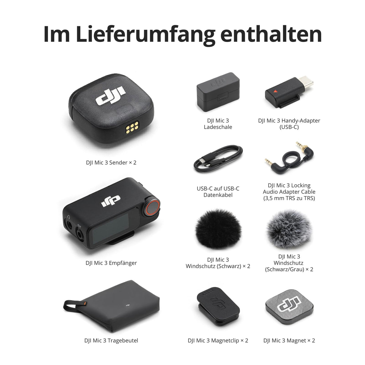 DJI Mic 3 (2 Transmitere + 1 Recepționer + Stație de încărcare), microfon wireless pentru iPhone/Cameră/Android, ultraușor, control adaptiv al câștigului pentru volum echilibrat, 28 de ore de utilizare, Vlog - 6937224171282