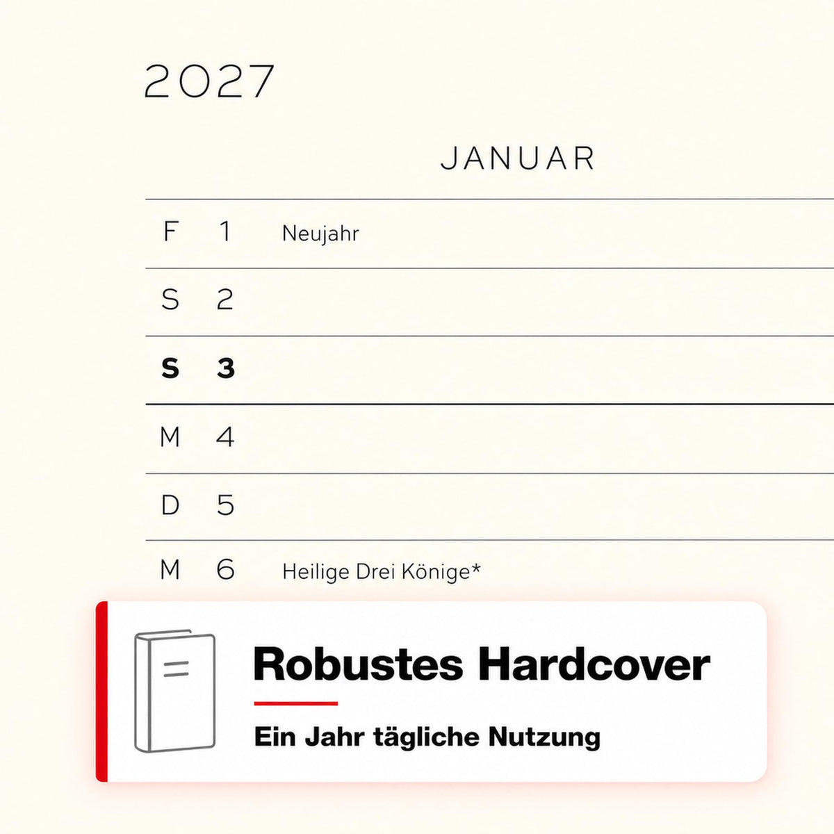 LEUCHTTURM1917 Daily Calendar 2027 Medium (A5) - German, Forest Green, 145 x 210 mm, January-December (12 months), 1 page per day, hourly grid 7:00 a.m. - 10:00 p.m., hardcover, 80 g/m² paper - 400162