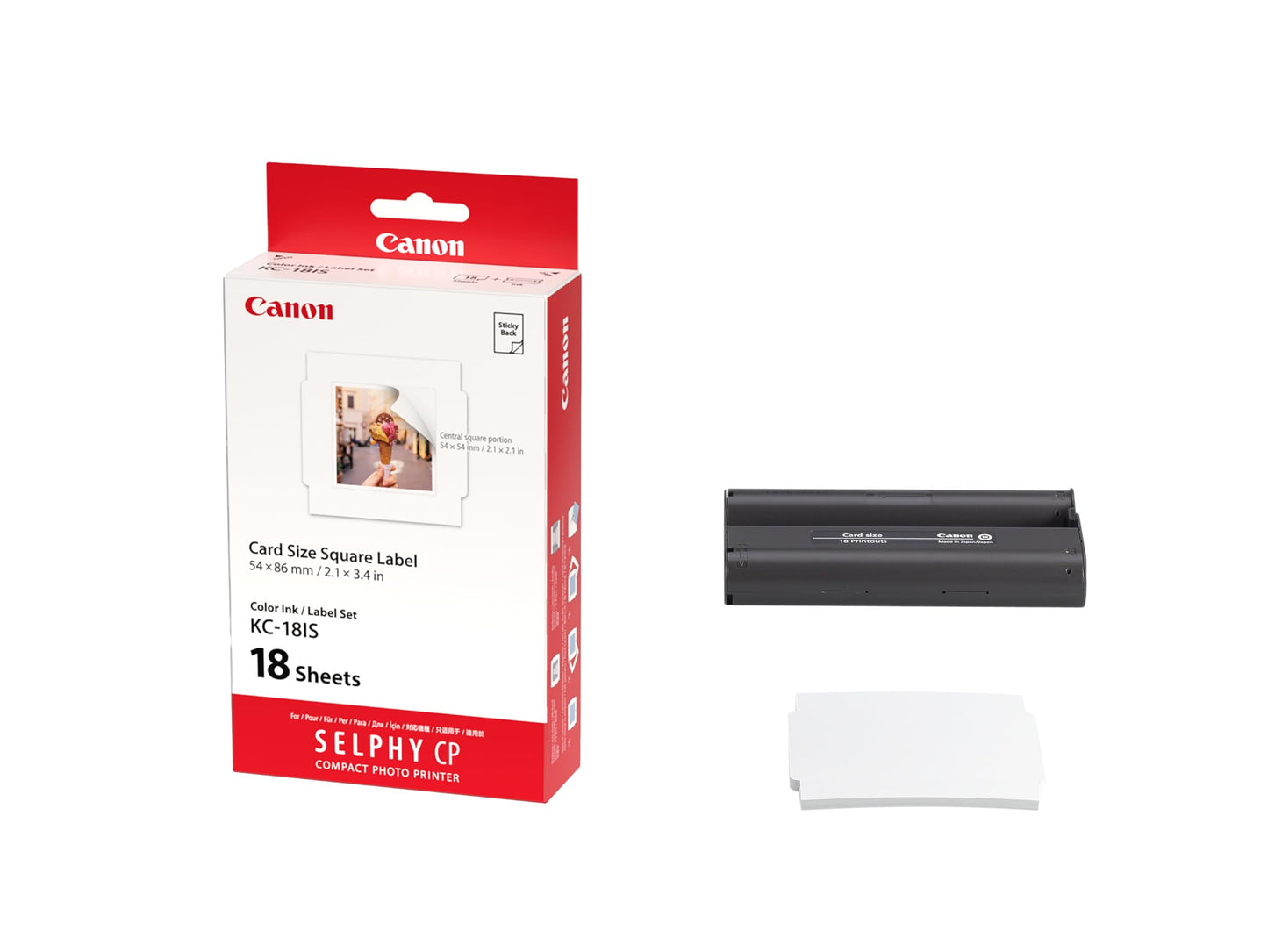 Canon SELPHY KC-18IS Square Sticker Ink and Paper Set (7429B001)