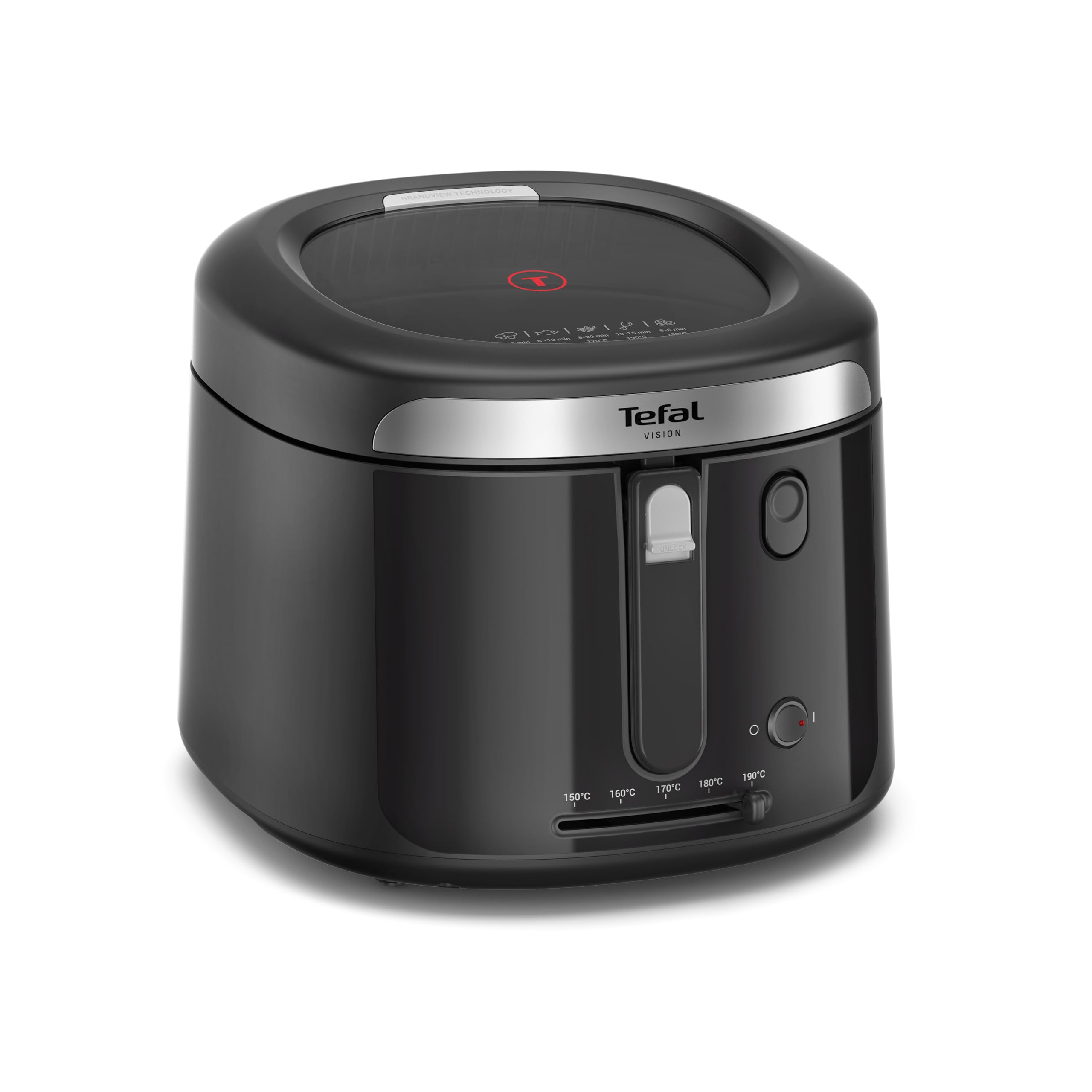 Friteuză Tefal Vision, capacitate 1.2 kg, fereastră extra mare de vizualizare, control precis al temperaturii, mâner pliabil, curățare ușoară cu piese detașabile, negru, FF2528E0
