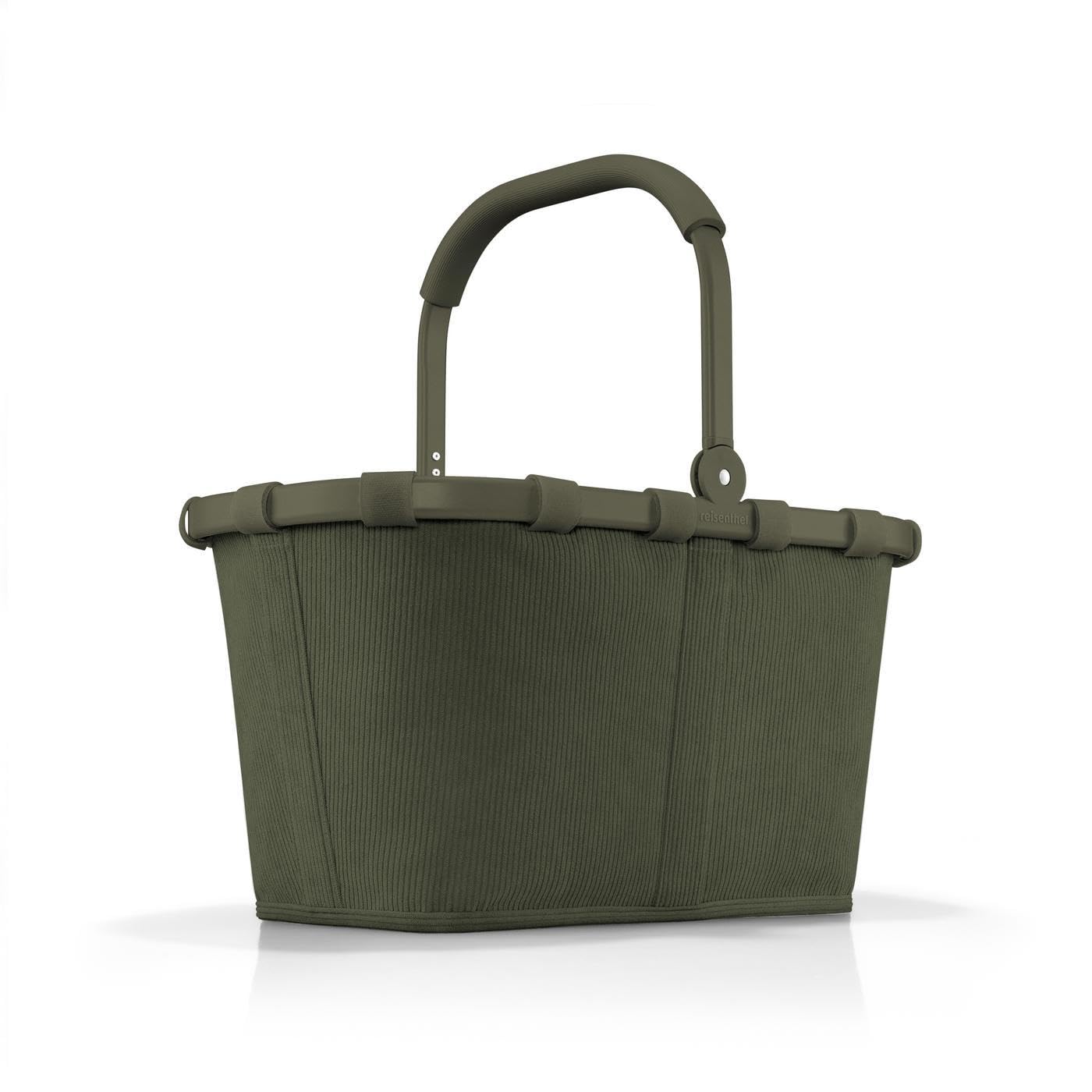Reisenthel carrybag cord dark matcha – Stable shopping basket with lots of storage space and practical inner pocket – Elegant and water-repellent design - BK5057