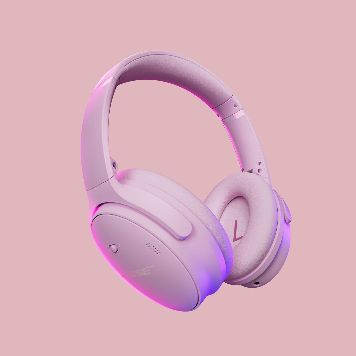 Bose QuietComfort wireless headphones with microphone and noise canceling, Bluetooth over-ear headphones, audiophile headphones, on-ear headphones with noise canceling, up to 24 hours of battery life, petal pink - 884367-1500