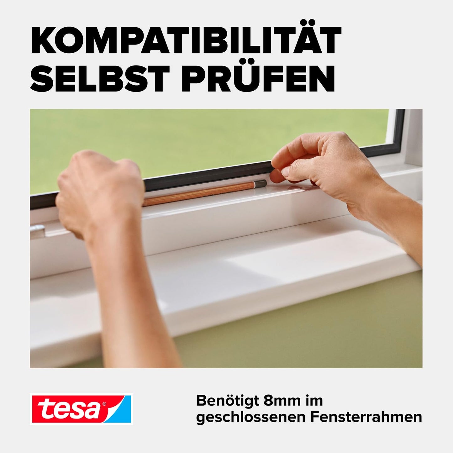 tesa Insect Stop clip-on frame fly screen for windows - for PVC windows - cuttable frame, fiberglass net, self-adhesive holding clips - 1.0 x 1.2 m - anthracite (clear) - 55360-00000-00