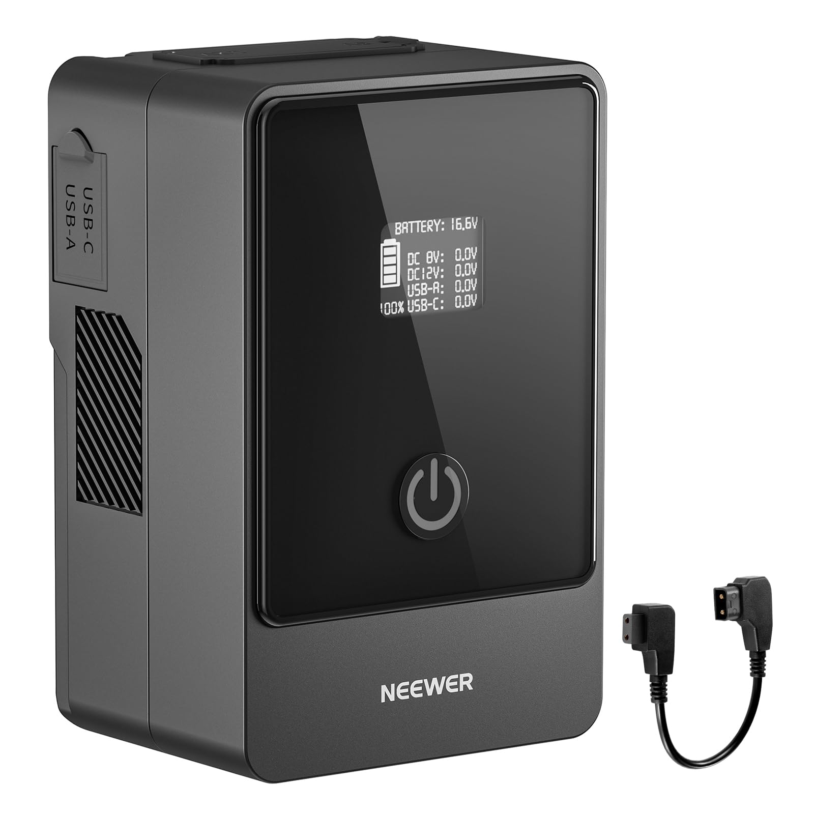 NEEWER Mini V Mount Battery, Two-Way 100W USB C PD 3.0 Quick Charge, 2.5 Hours to Full Charge, 6 Ports/OLED for Video Camera Camcorder, Compatible with SmallRig BMPCC 4k 6k, PS099F - 10108040